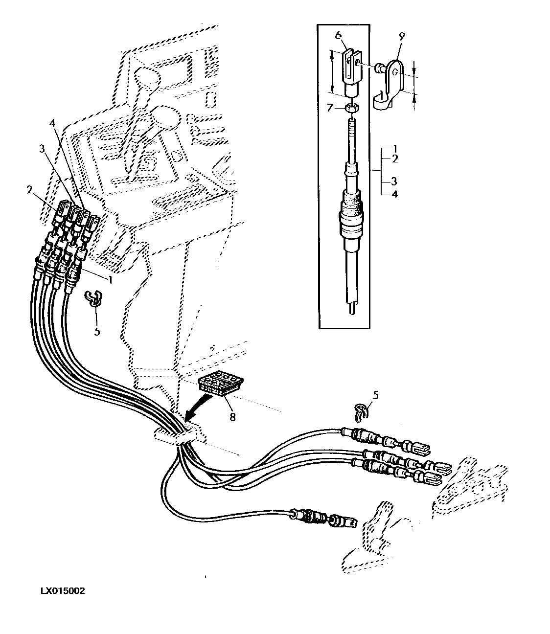 BOWDEN CABLES FOR RANGE SHIFT AND PARKING LOCK (POWRQUAD WITH REVERSER CONTROL AT STEERING COL.)