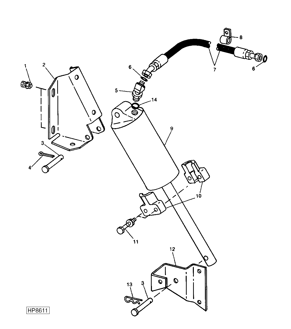 GRAIN TANK UNLOADING DRIVE CYLINDER WITH MOUNTING AND HOSE
