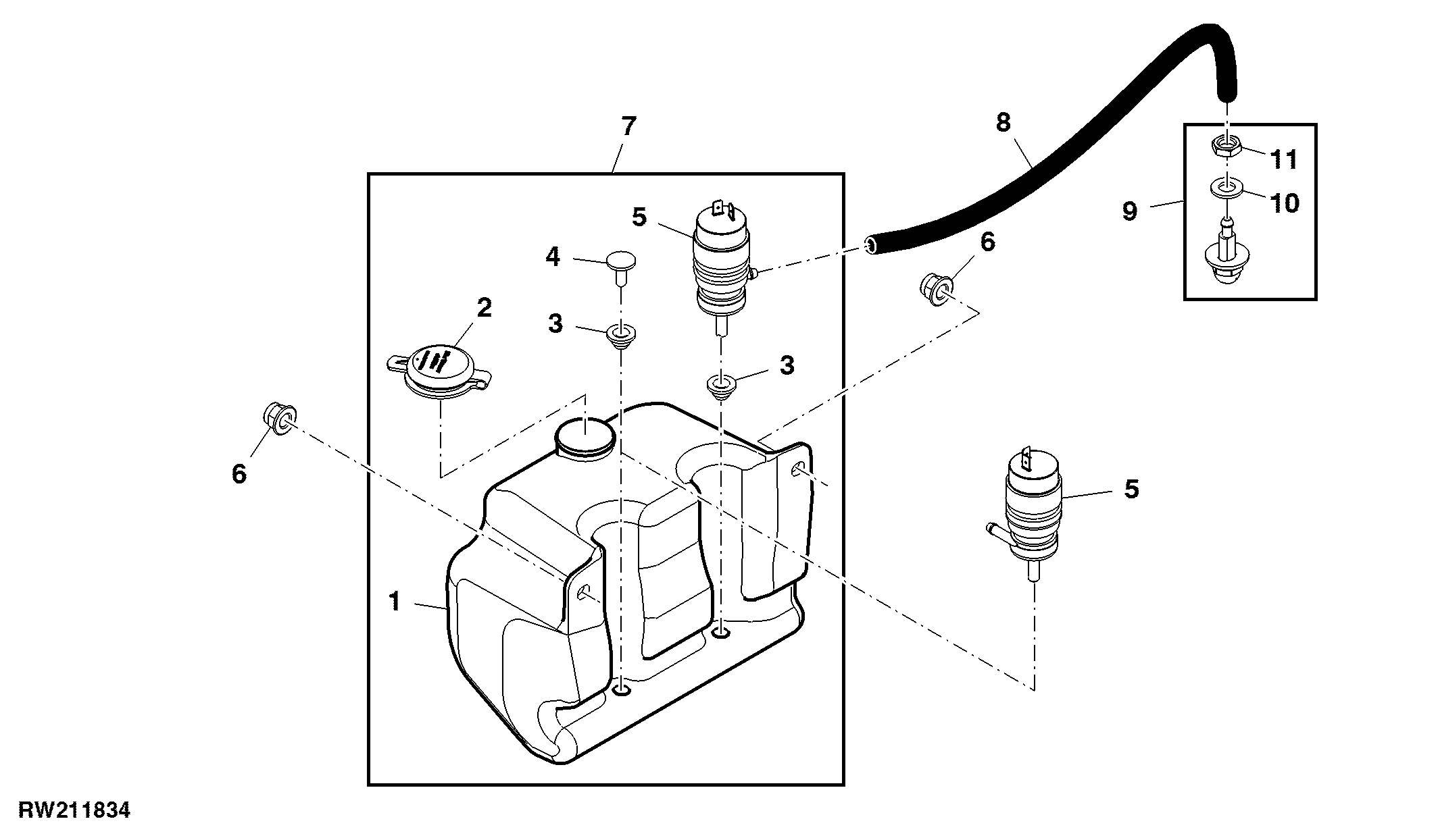 Windshield Washer System With Reservoir And Pump