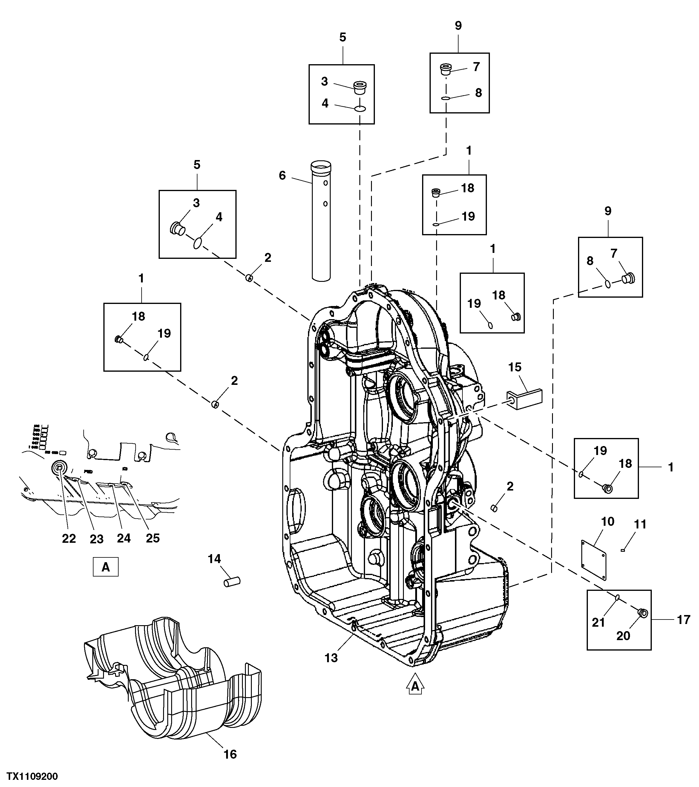 Transmission Rear Housing and Oil Fill Tube