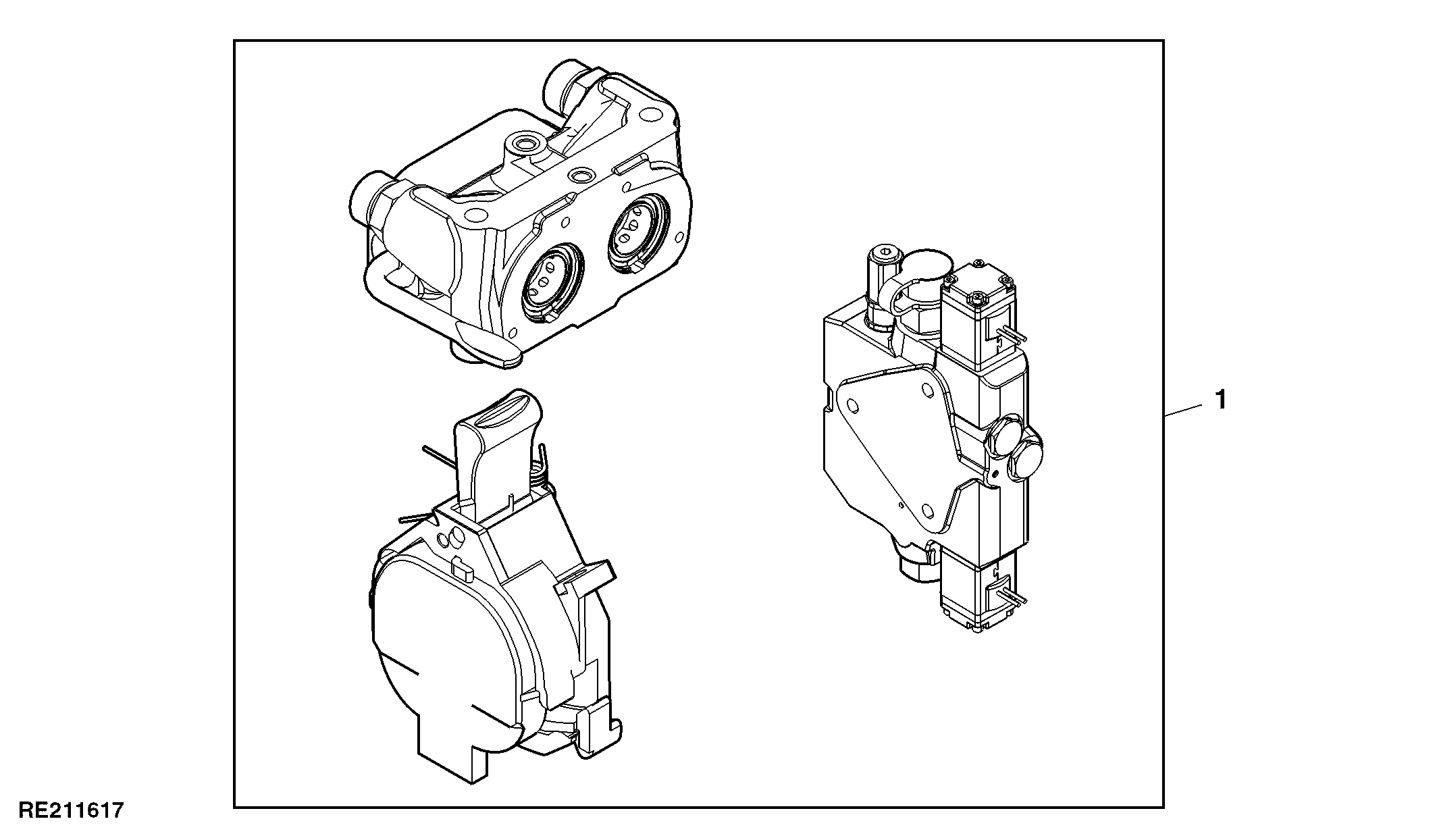 EH-Control Valve W/ Breakaway Couplers / High Pressure Relief Lever, Rear, Attachment
