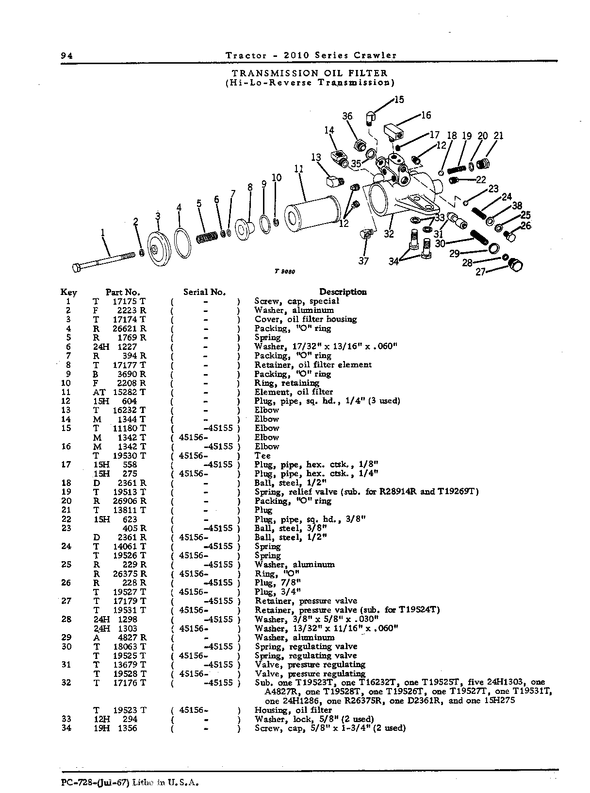 Filter, transmission oil (Continued)