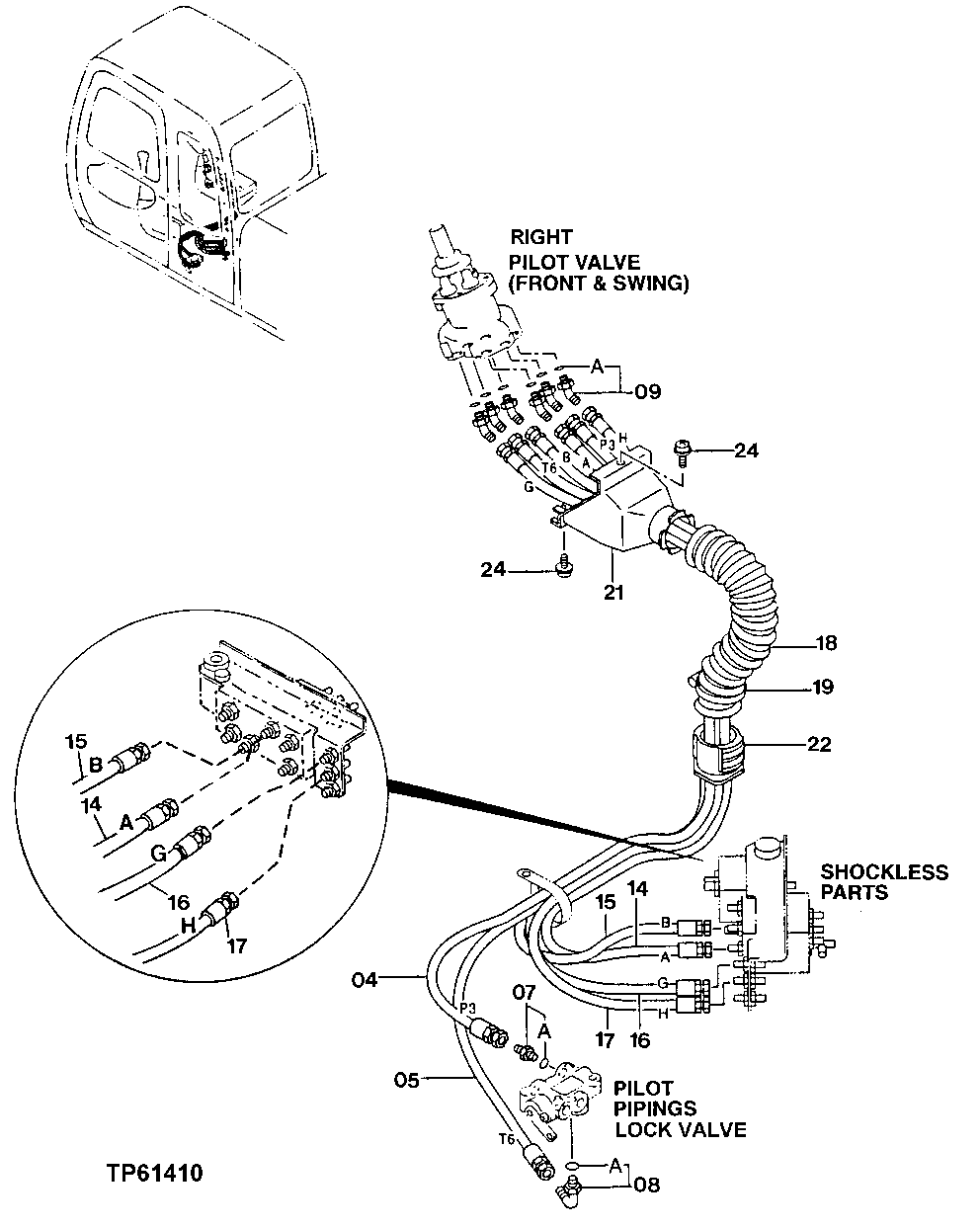 PILOT HOSES (RIGHT CONTROLLER TO SHUT-OFF VALVE AND FLOW REGULATOR)