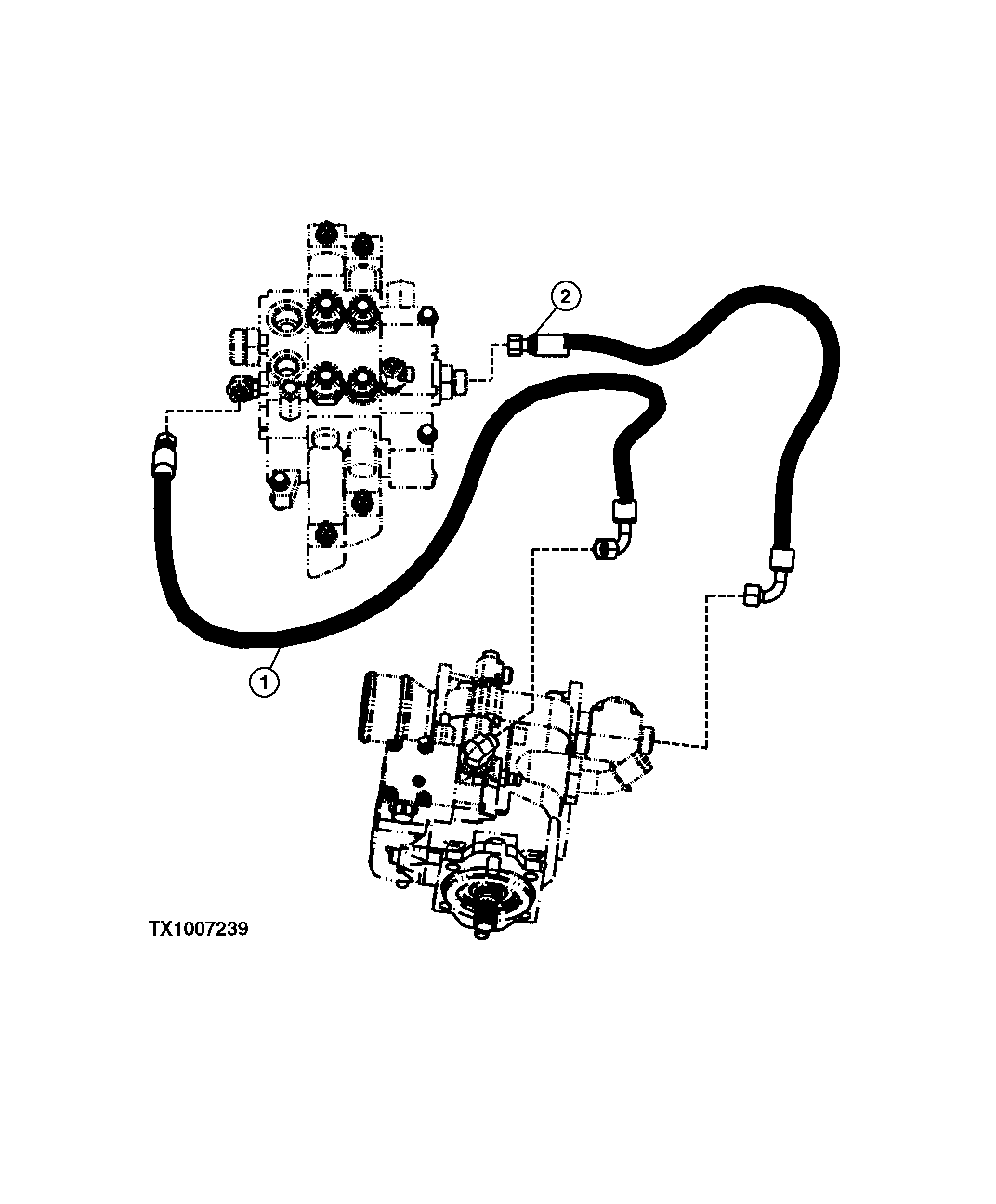 Loader Control Valve Pressure And Return Hydraulic Lines