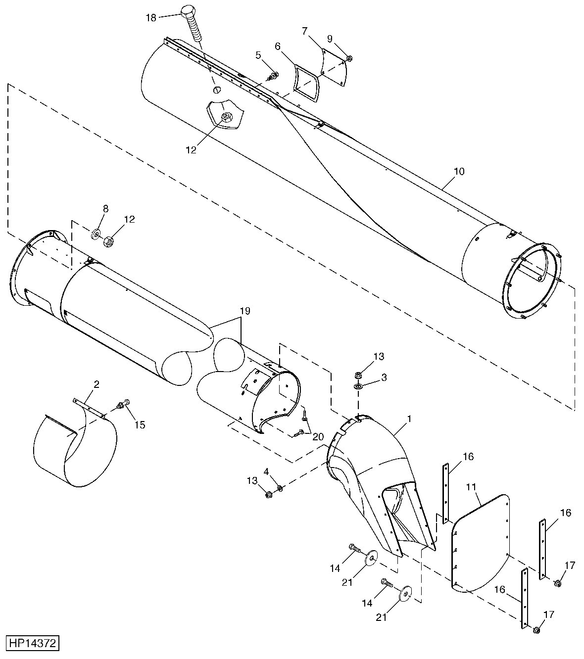 HORIZONTAL UNLOADING AUGER HOUSING (EXPORT) (18.5 AND 21.5 FT.)