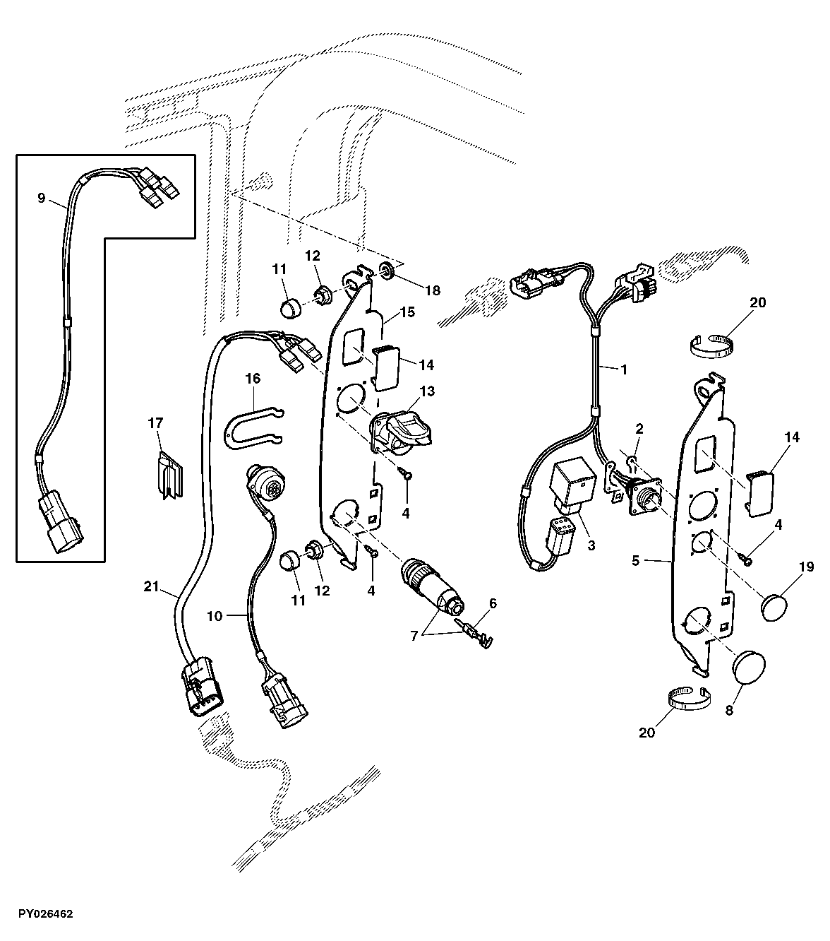 3-TERMINAL SOCKET, SIGNAL SOCKET AND ISOBUS SOCKET (CAB POST)