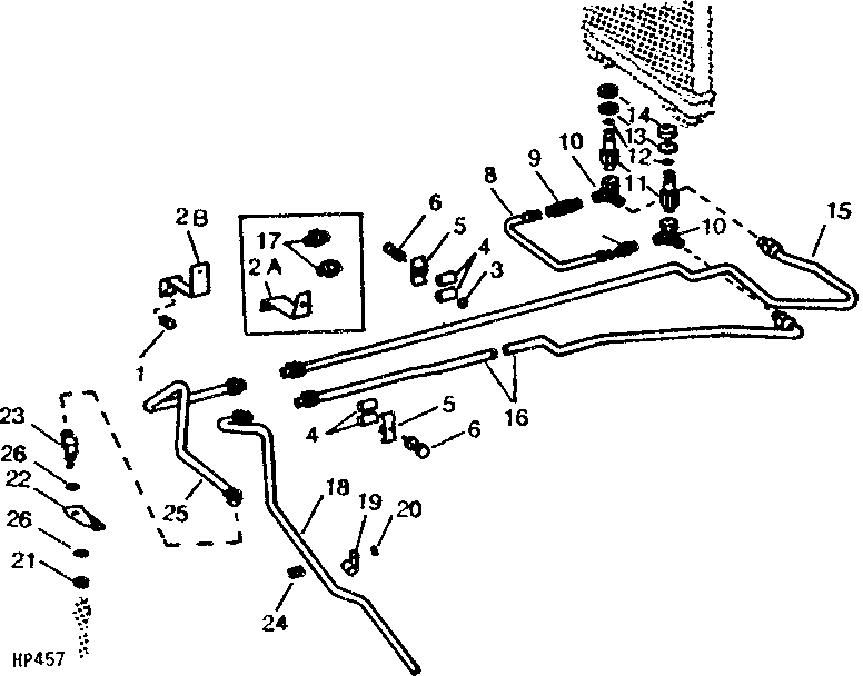 HYDROSTATIC DRIVE UPPER OIL LINES ( - 111900)