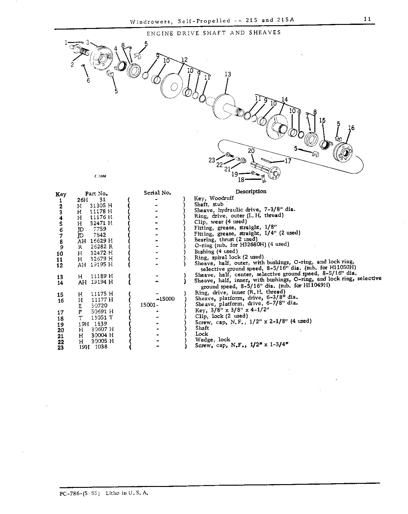 Engine drive shaft and sheaves