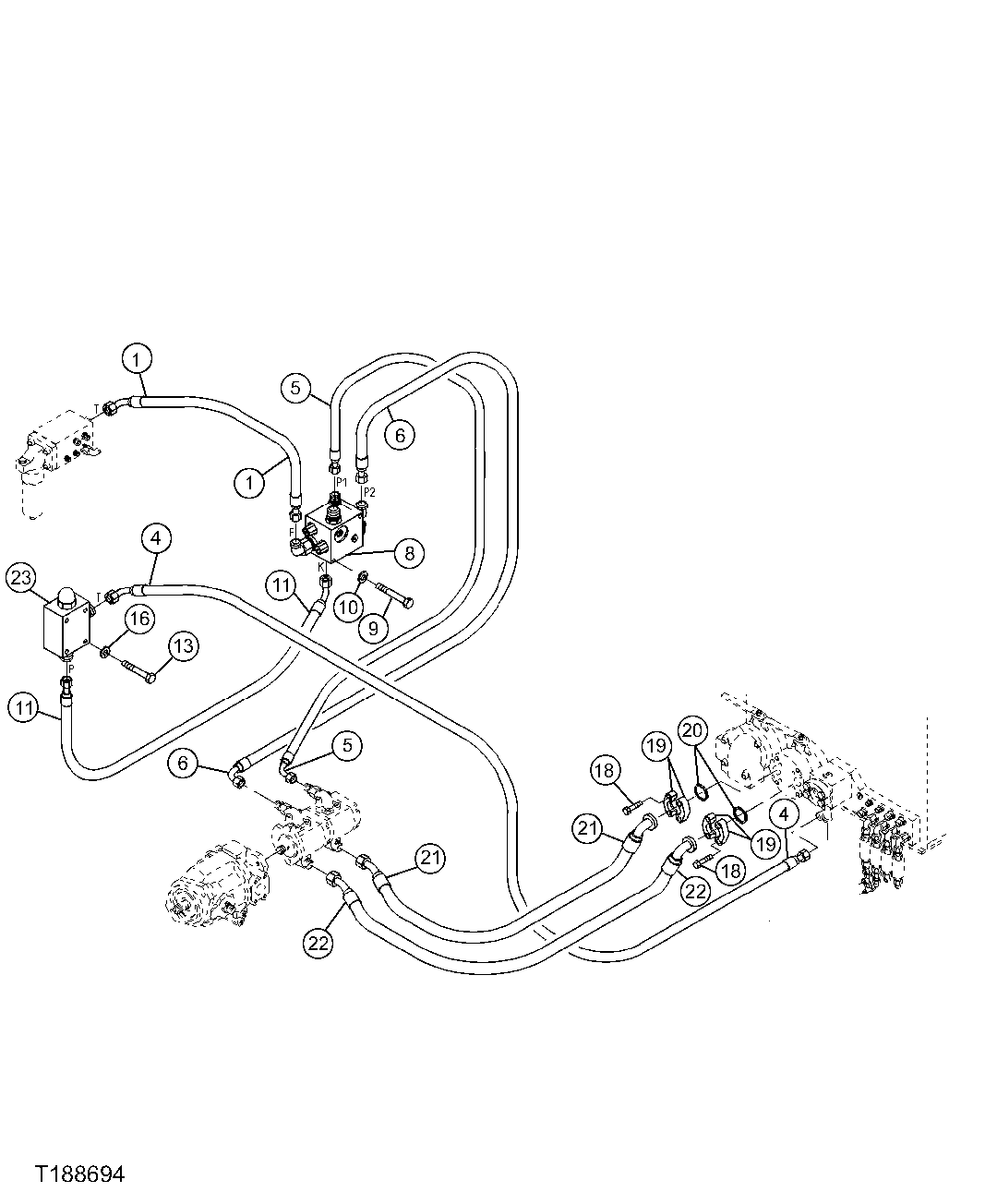 Hydrostatic Hoses (Hydrostatic Charge Pump To Cold Start Valve)