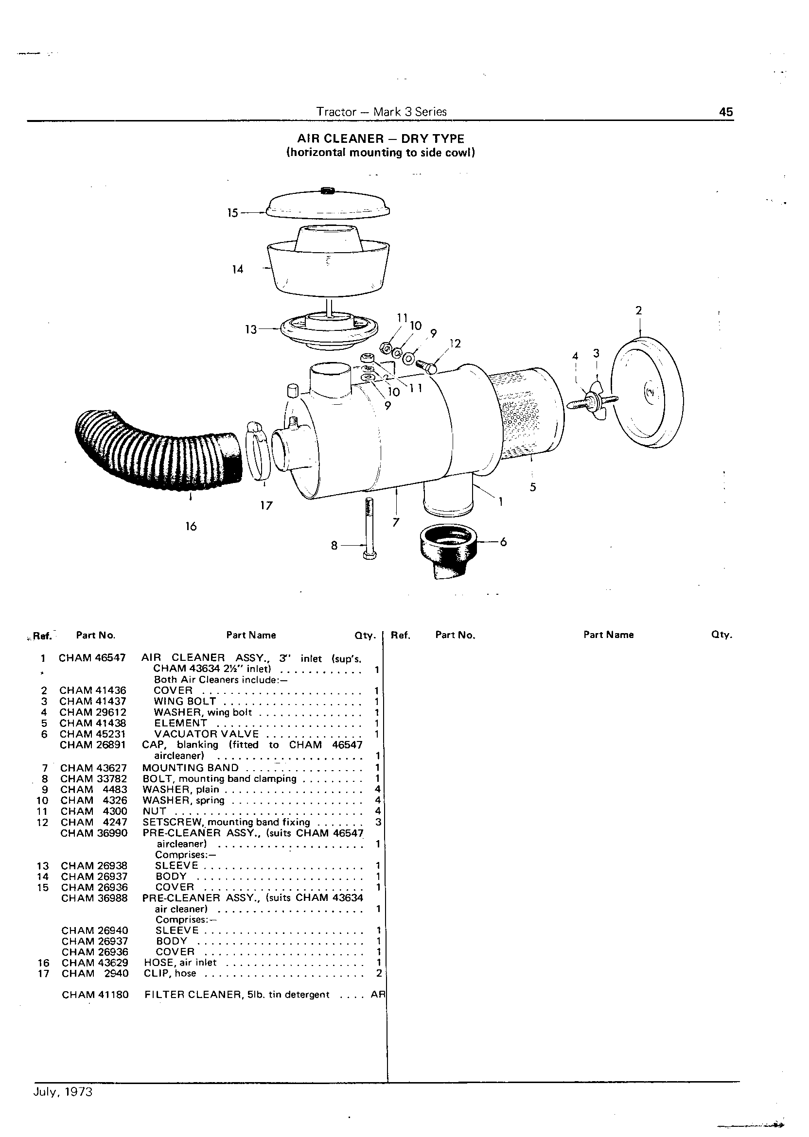 Air Cleaner - Dry Type (Horizontal) Tractor