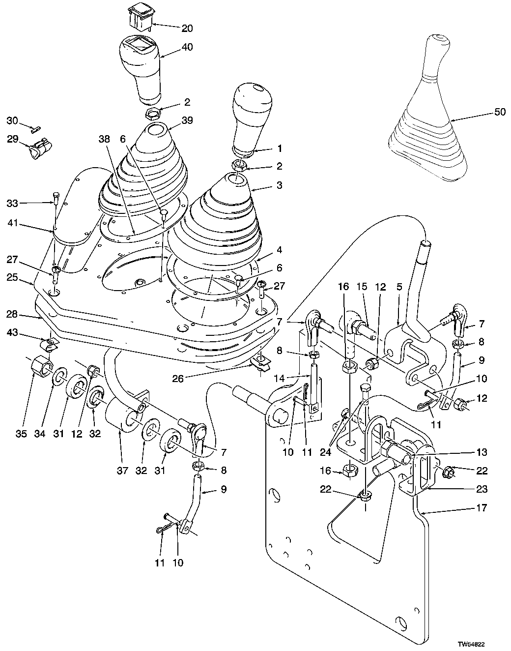 GRAPPLE CONTROL VALVE LEVERS & LINKAGE (DF) (MANUAL)