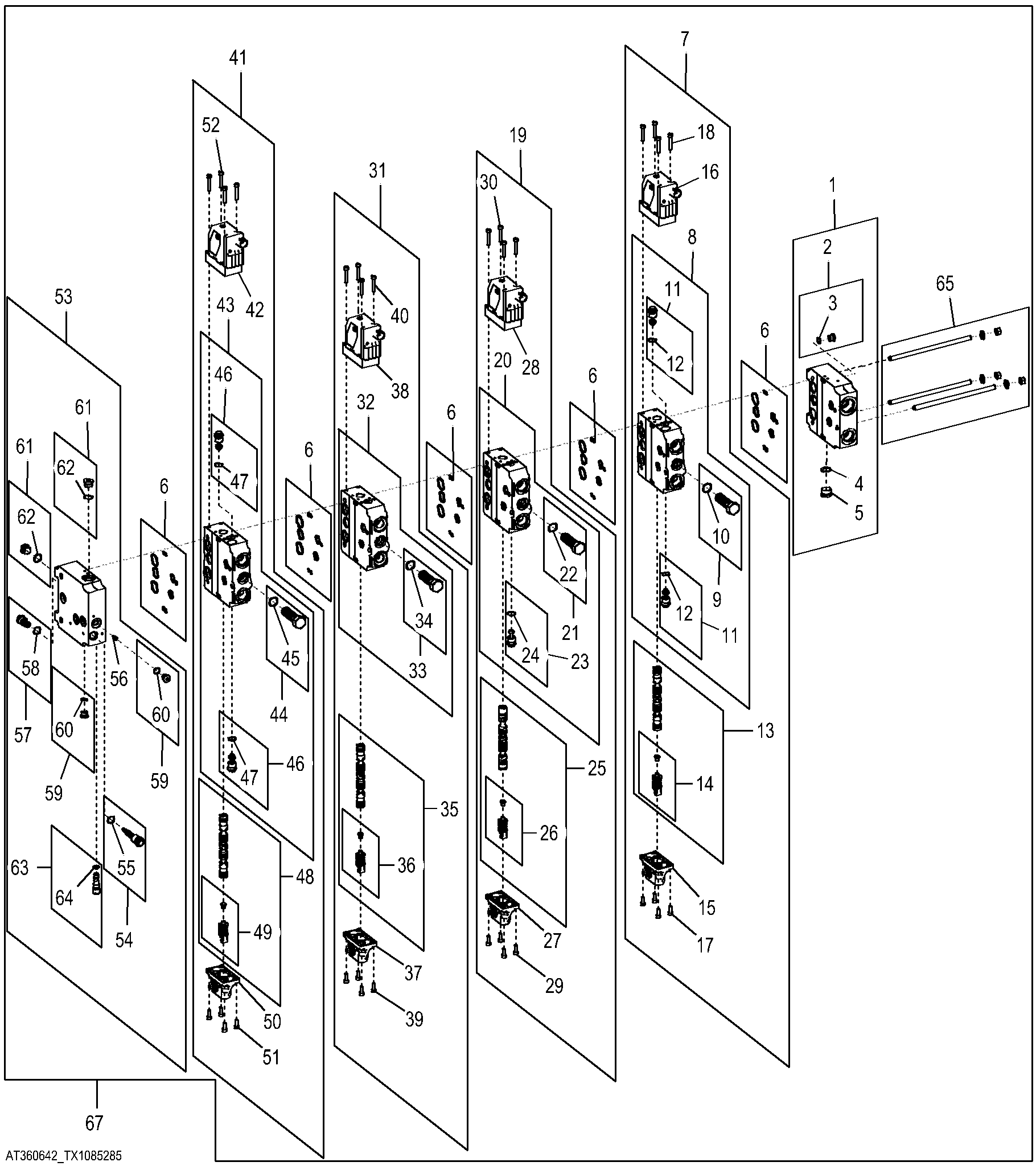 Hydraulic Control Valve Components (Power Angle Tilt) (4 Spool)