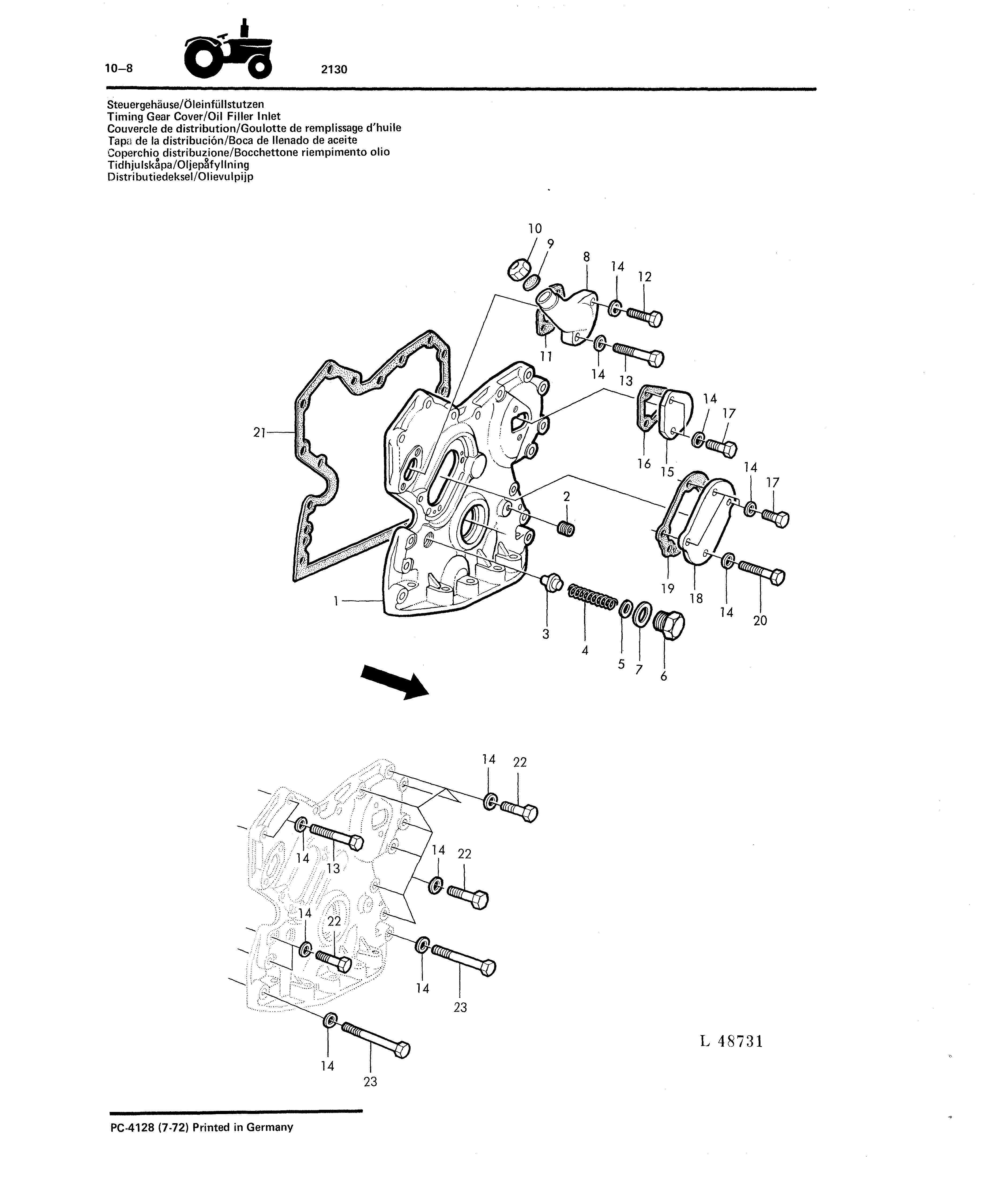Timing Gear Cover / Oil Filter Inlet