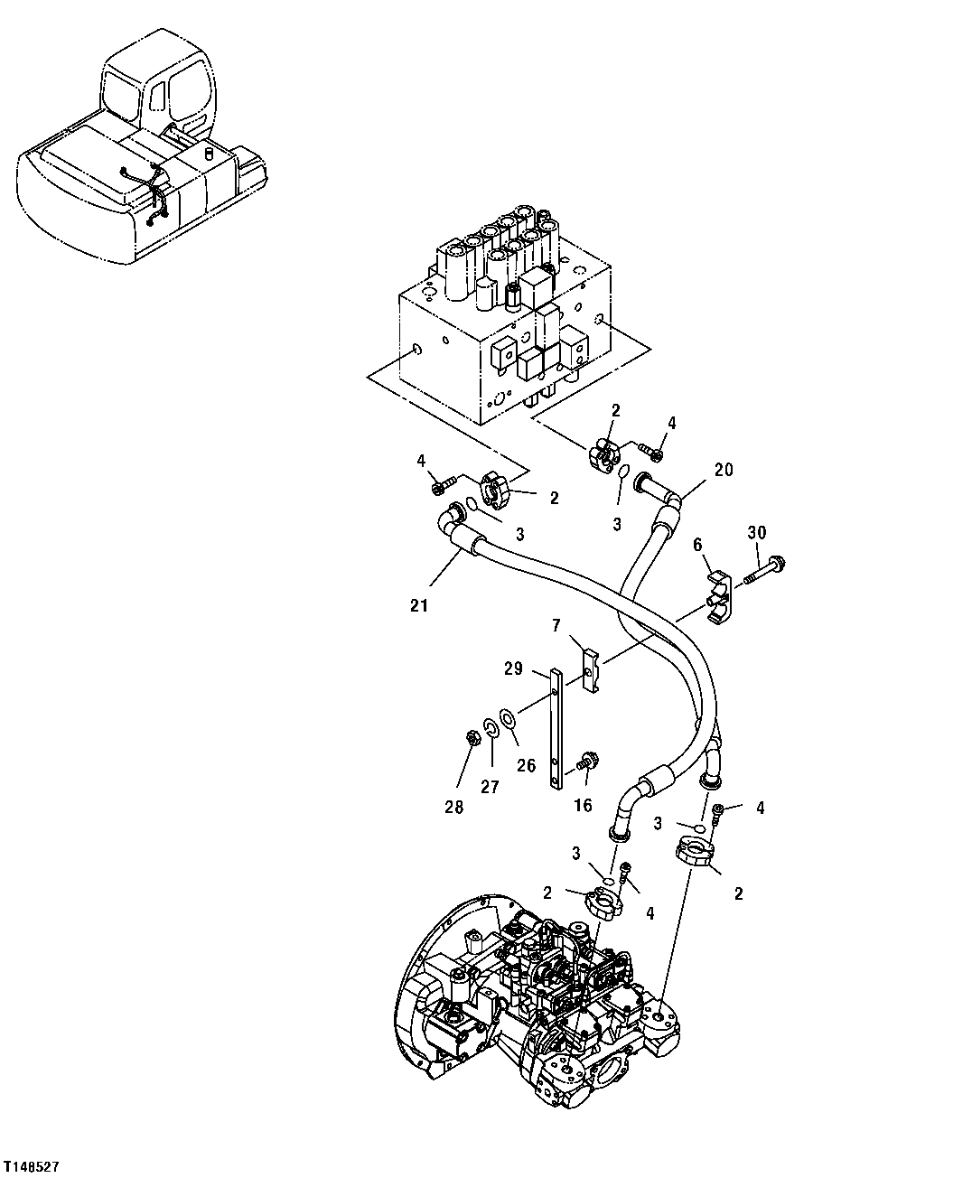 HYDRAULIC PUMP TO CONTROL VALVE HIGH PRESSURE HOSES