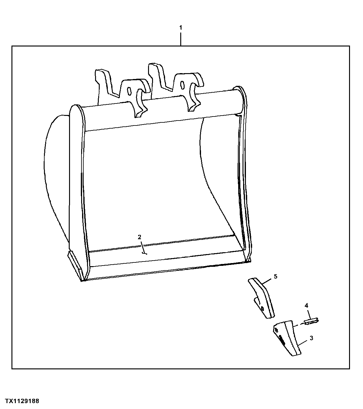 Heavy-Duty Bucket with TK Teeth, 76.2 cm (30 in), 0.192 m³ (6.8 ft³)