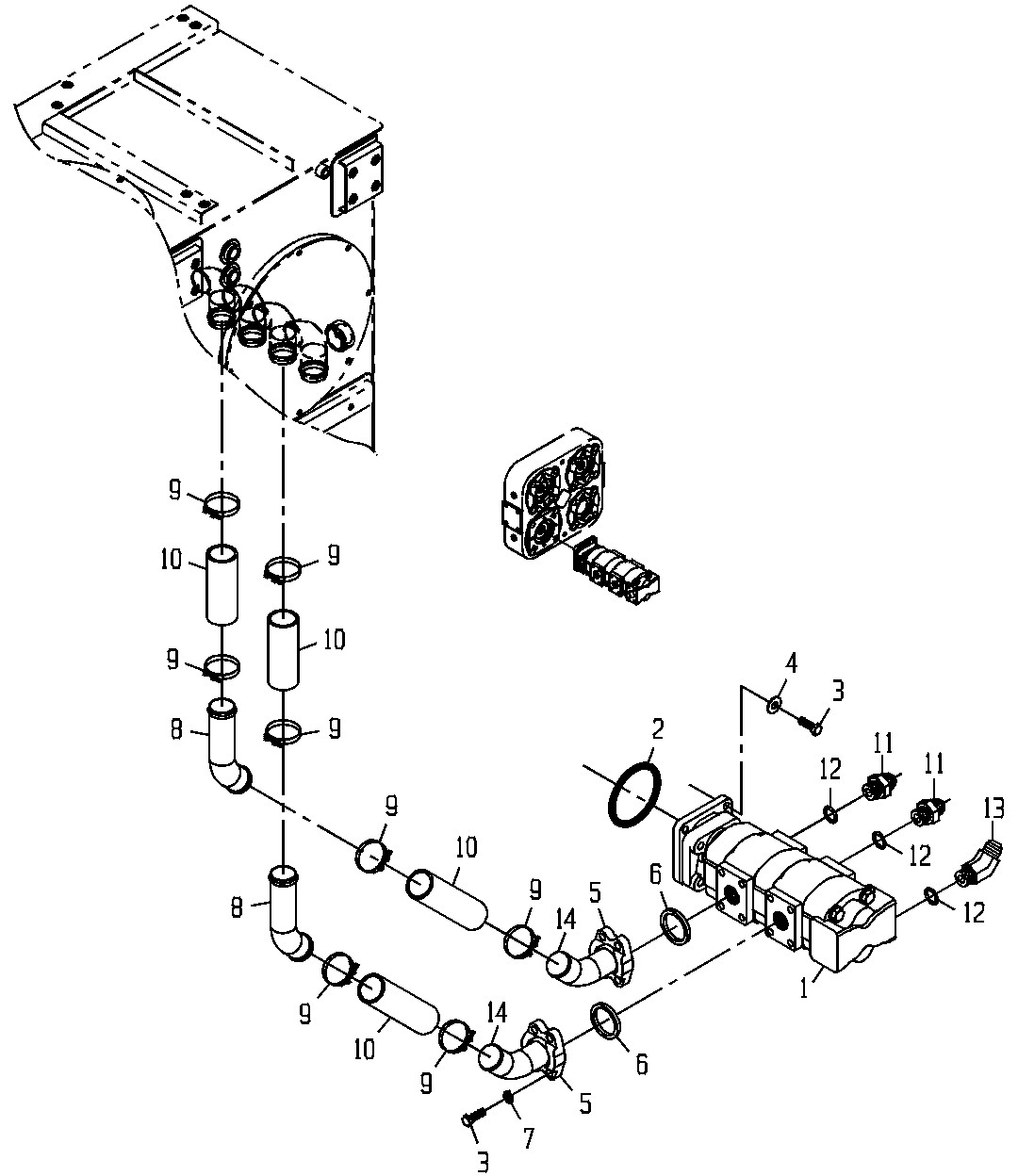 PUMP GP, ELEVATOR DRIVE/FEED ROLLER/CROP DIVIDER (INNER)