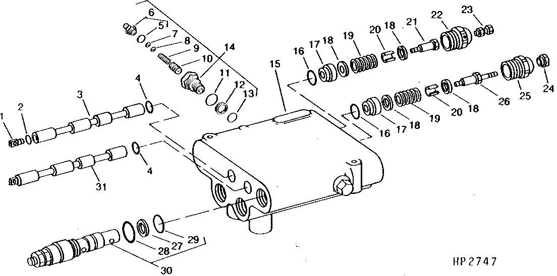 Main Hydraulic Control Valve Spools and Relief Valve (615977 - )