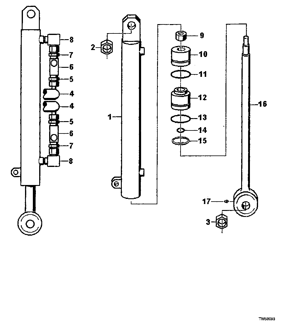CYLINDER, SAW BAR (W/ INTERCONNECTS & FITTINGS)