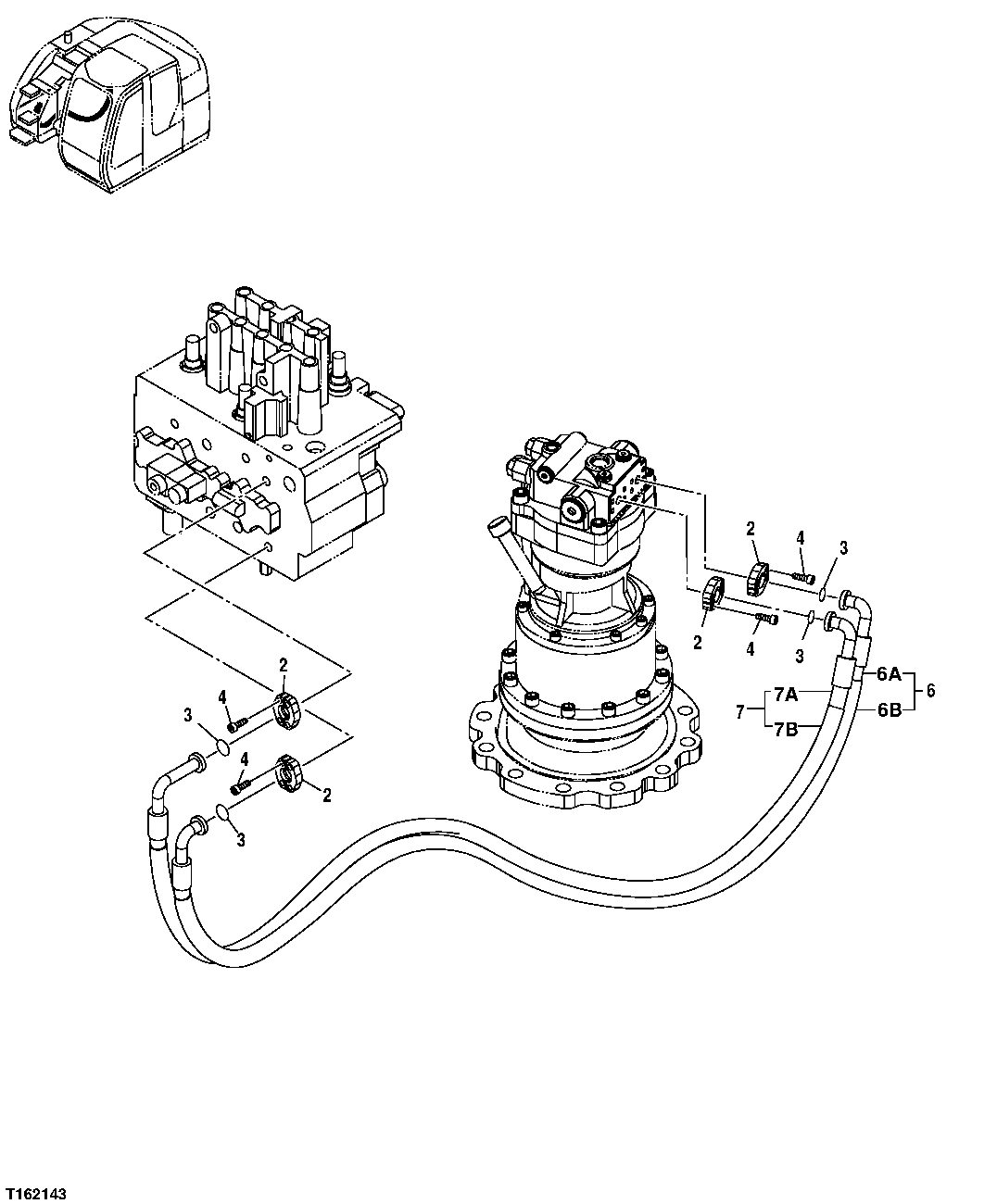 MAIN HYDRAULIC LINES (CONTROL VALVE TO SWING MOTOR)