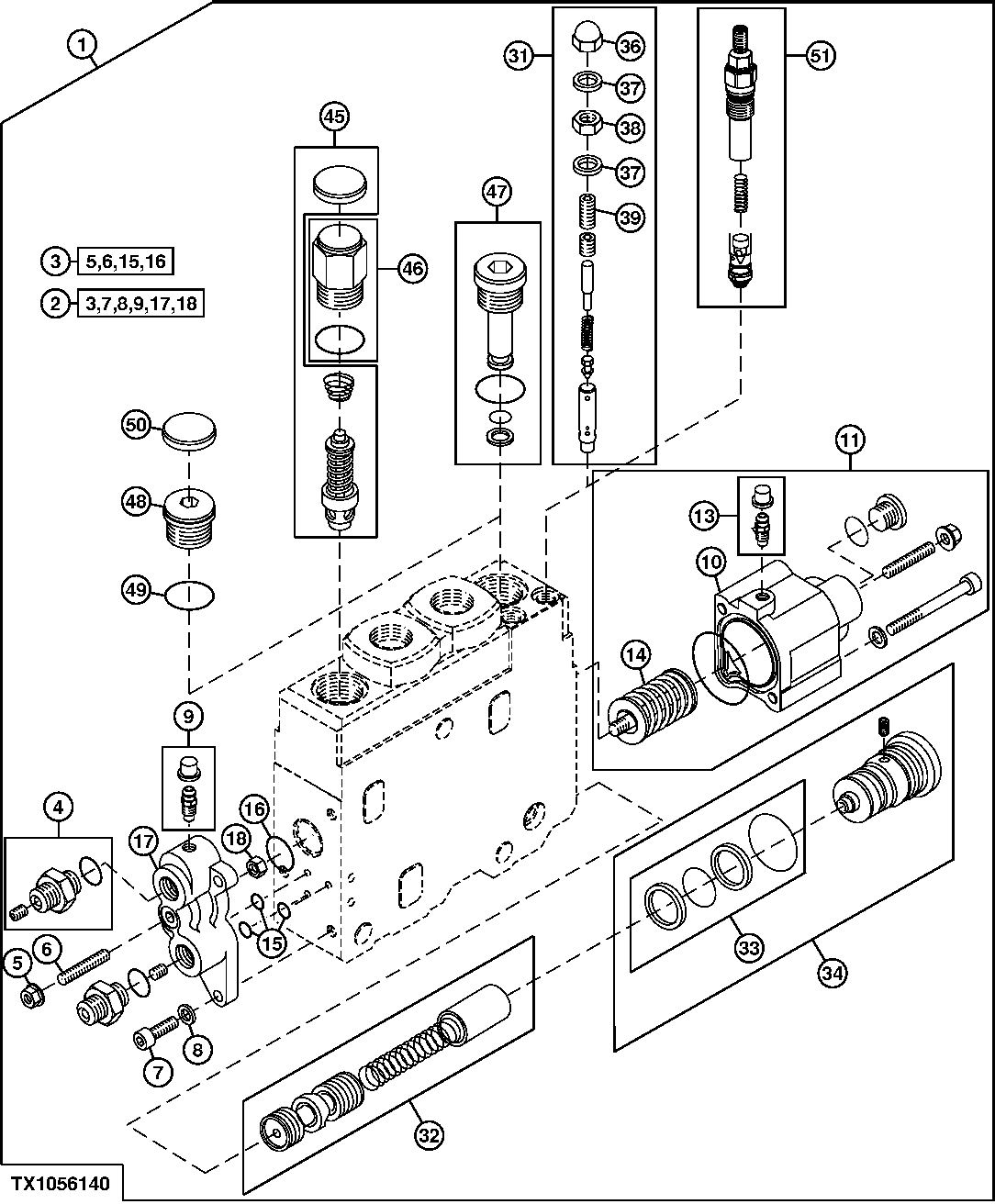 MAIN, JIB, GRAPPLE CLAMP, GRAPPLE ROTATE VALVE SECTIONS (MAIN VALVE) (437C) (SN 169062-)