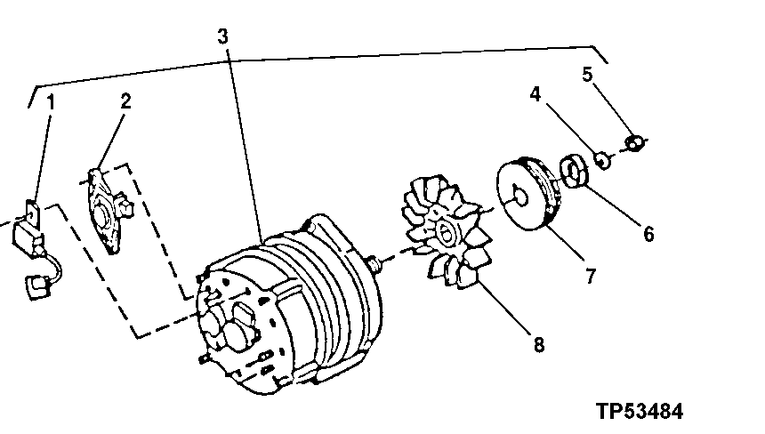 ALTERNATOR, VOLTAGE REGULATOR, CAPACITOR AND PULLEY