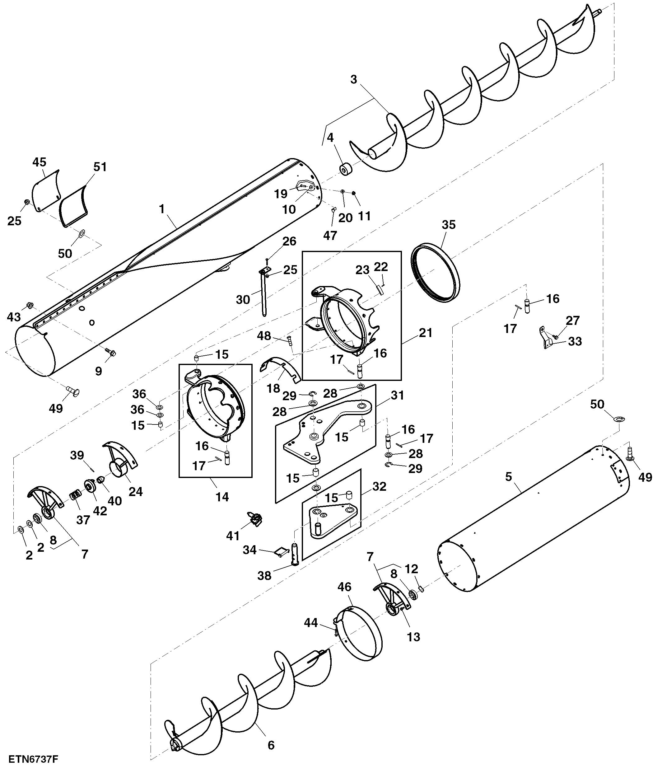 Folding Unloading Auger, High, 6.8 m (22.5 ft)