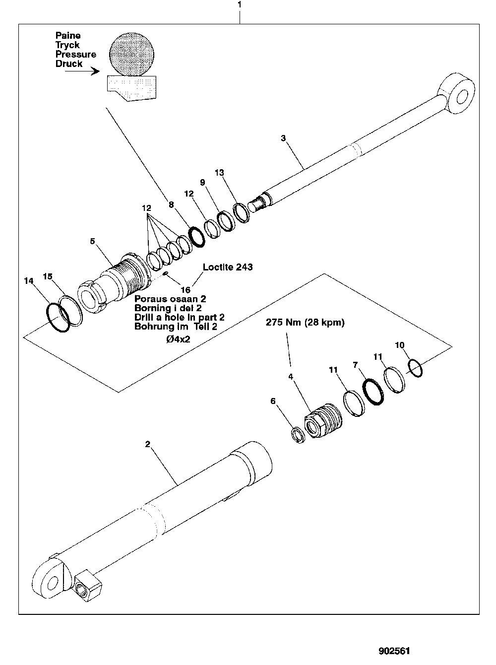 Boom Extension Cylinder (CF585) ( - 003225)