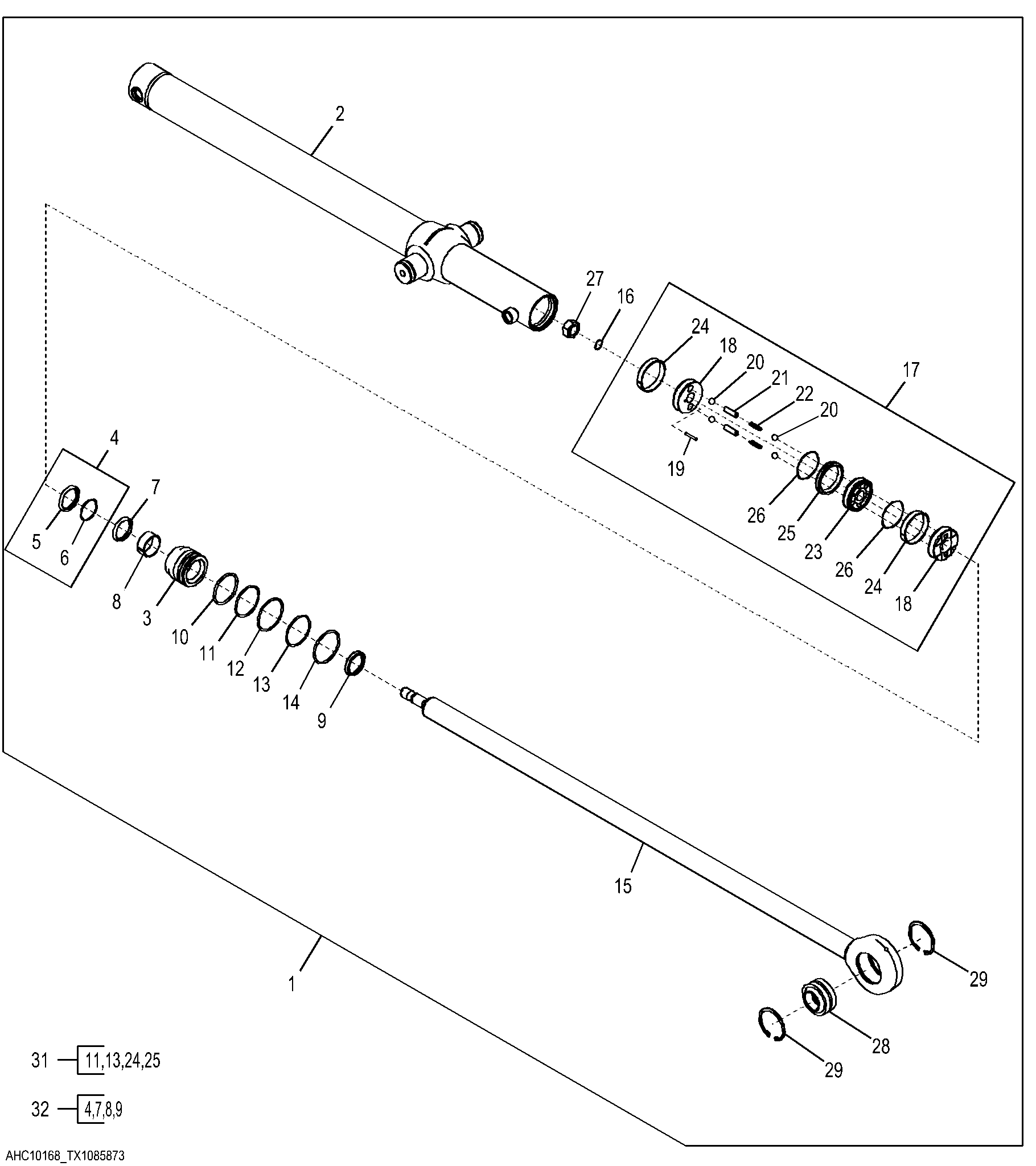 Lift Cylinder Components (Outside Dozer) STD/WT ( - 293474)