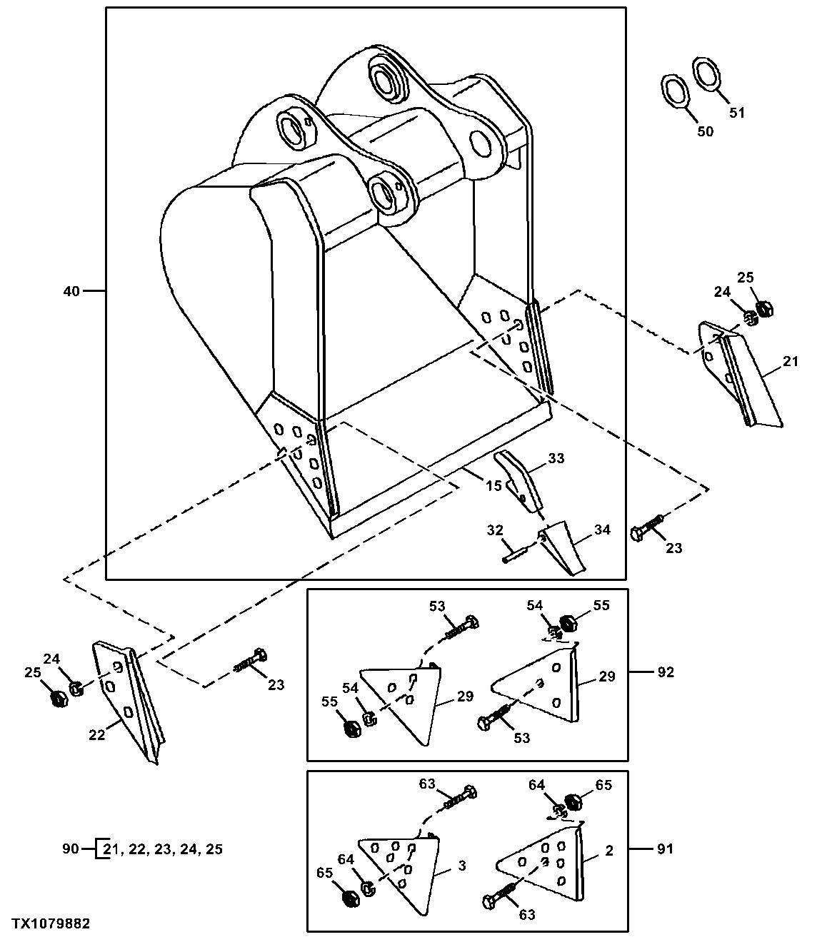 Heavy-Duty Bucket, High Capacity with Horizontal Tooth Pin Retention