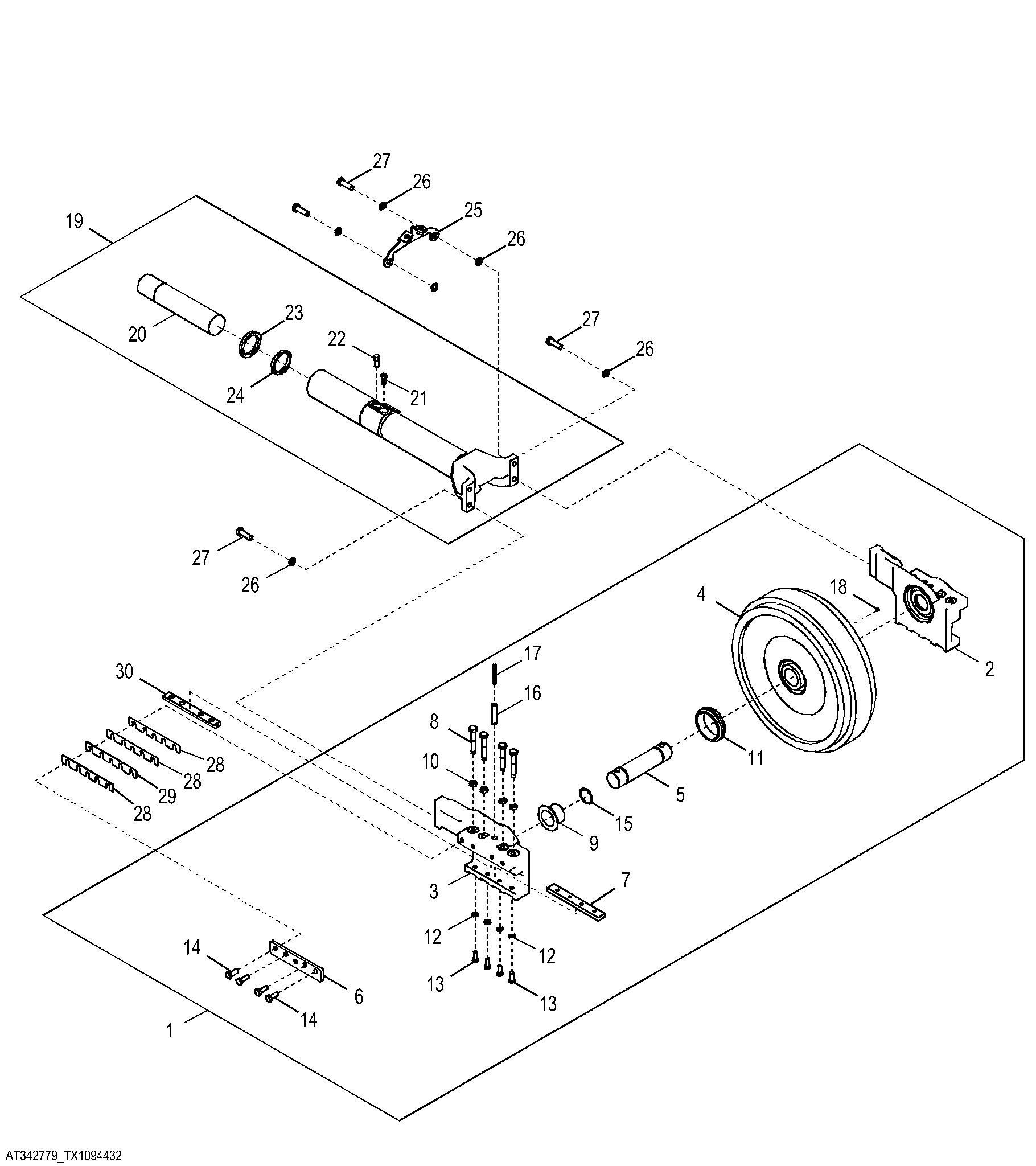 Front Track Chain Idler and Brackets Standard Undercarriage (LGP/XLT)
