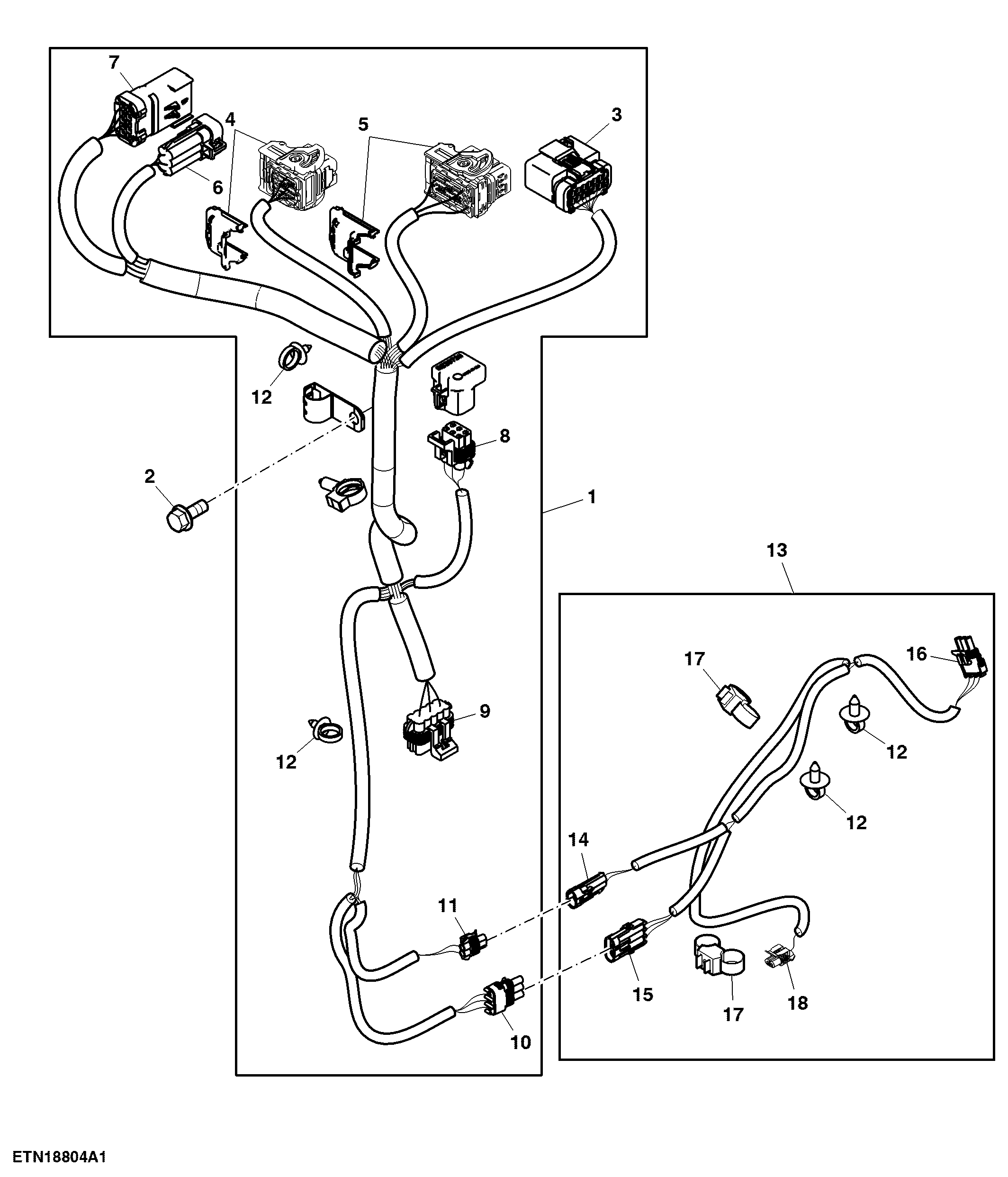 Wiring Harness, Front Controller, TLS™, MID SCV, Front Hitch Ready