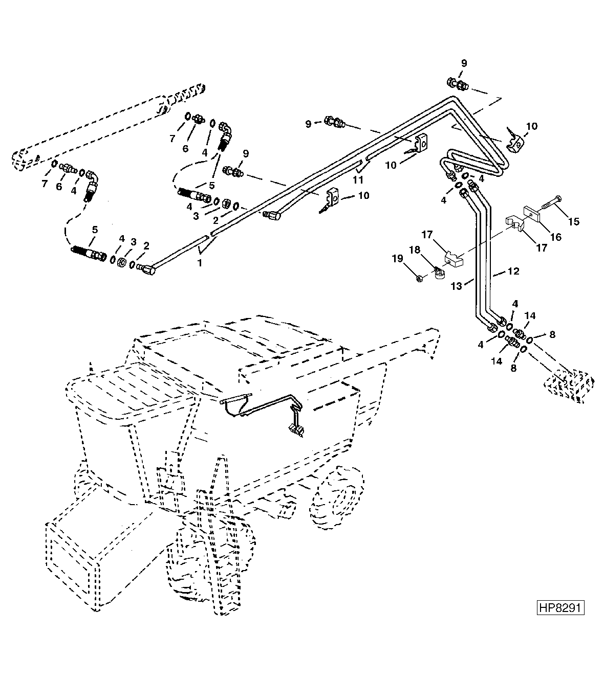 Unloading Auger Swing Cylinder Lines And Hoses ( - 695300)