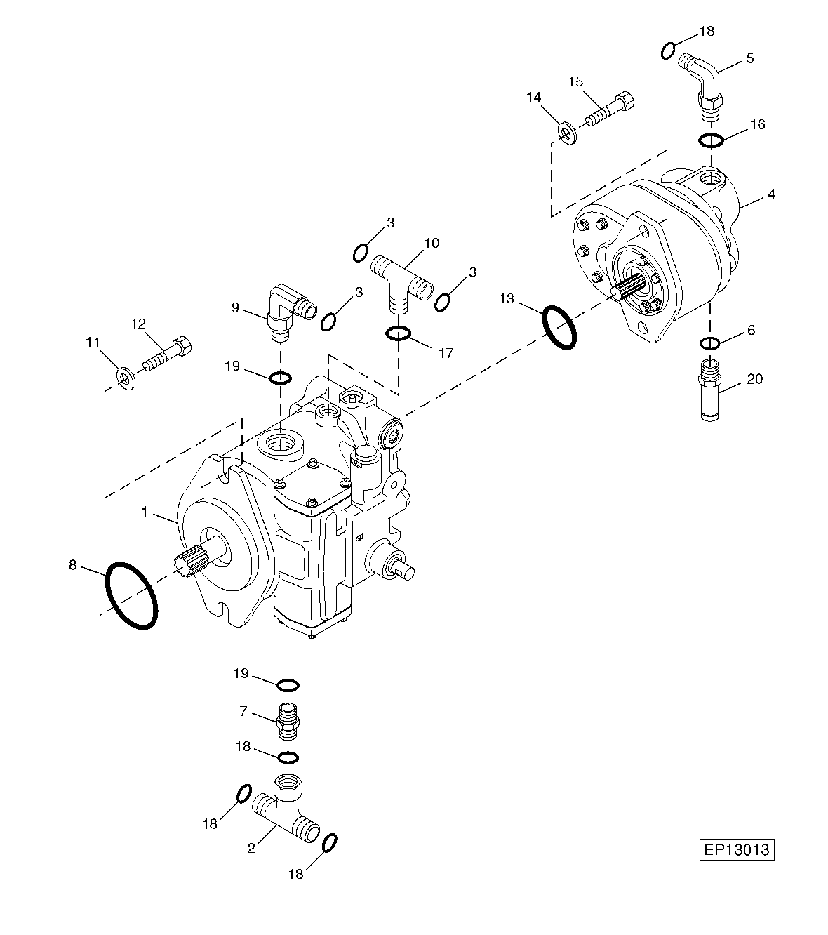 Hydrostatic Pump Assembly (L.H. Pumps) (320001 - )