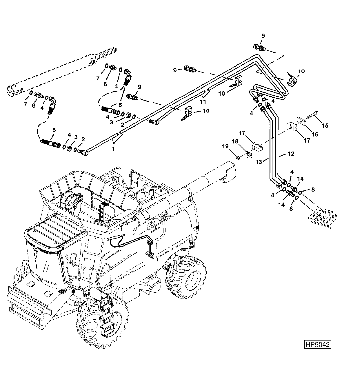 Unloading Auger Swing Cylinder Lines And Hoses ( - 695400)