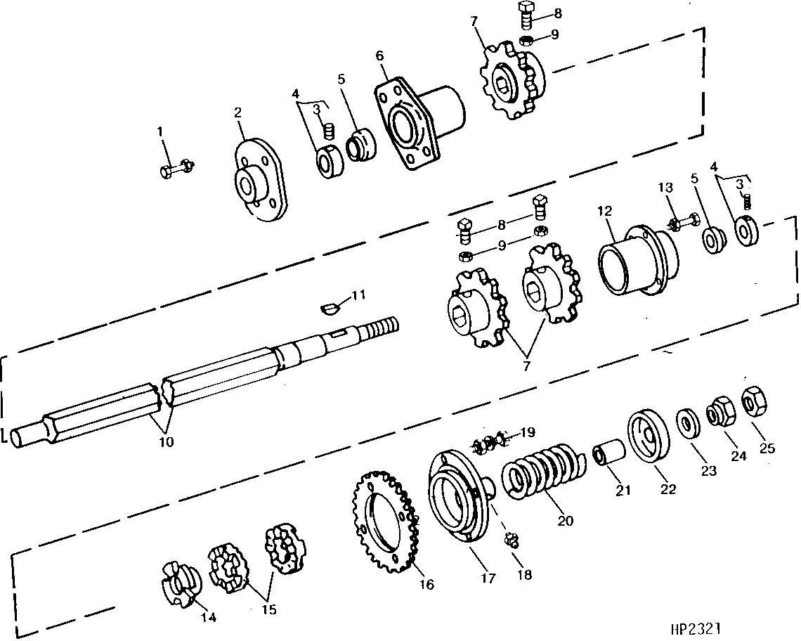 Upper Shaft and Sprockets, Regular Variable Drive ( - 556300)