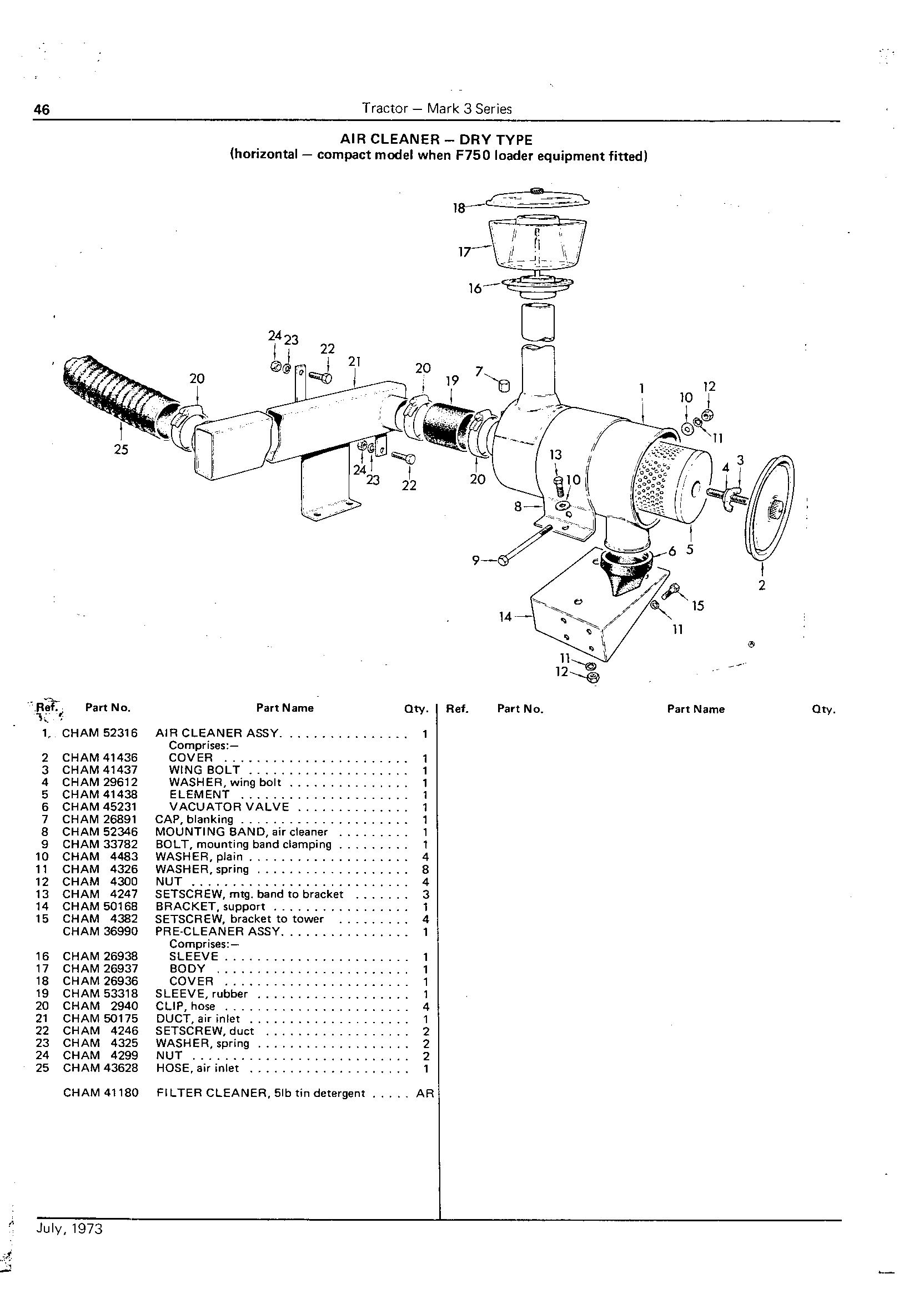 Air Cleaner - Dry Type (Horizontal) F750 Loader