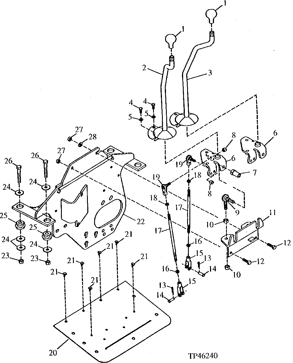 TWO LEVER BACKHOE CONTROL LEVER LINKAGE (801200 - )