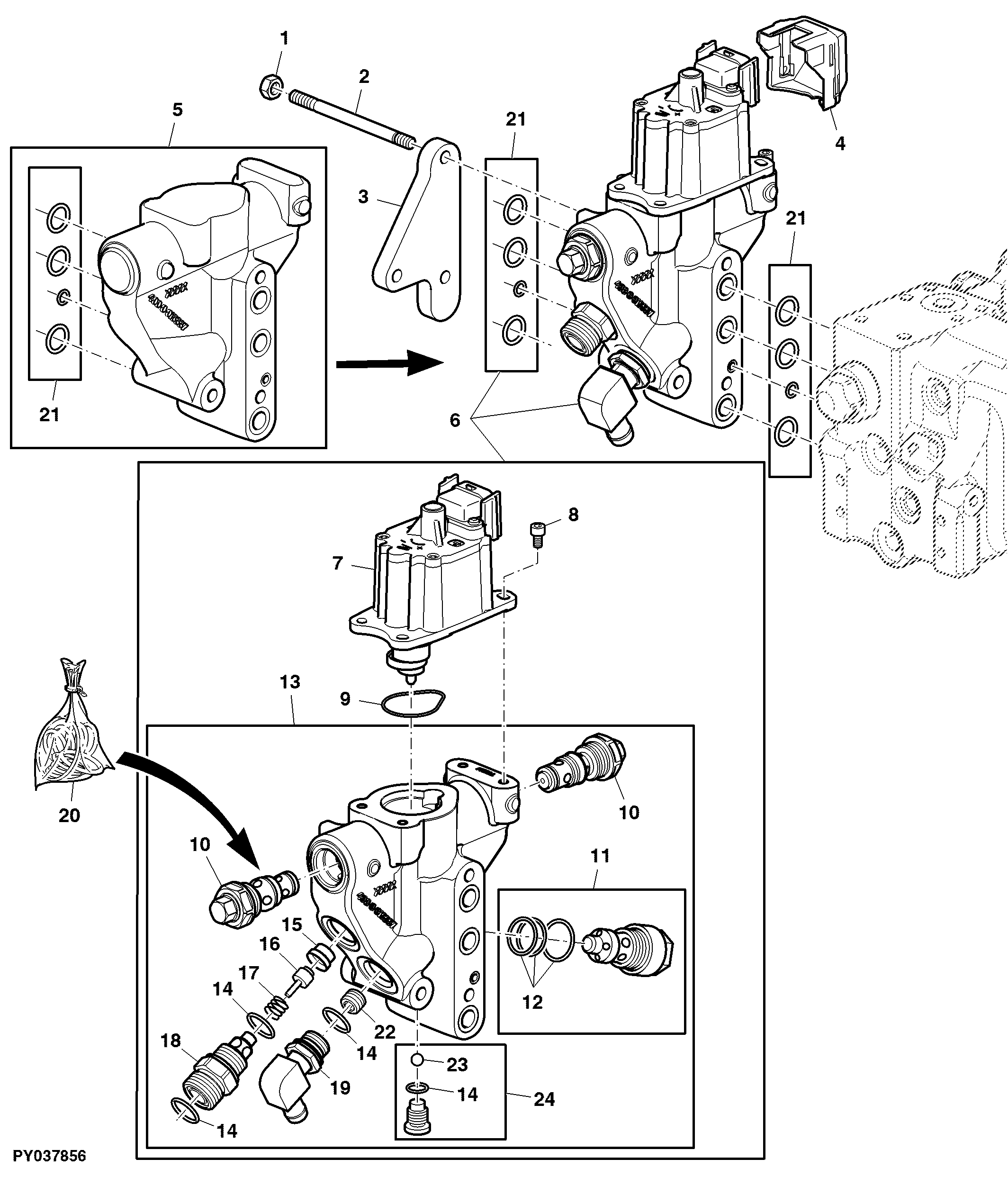 HITCH CONTROL VALVE WITH STEPPERMOTOR (HYDRAULIC PUMP 28/35 CM3)