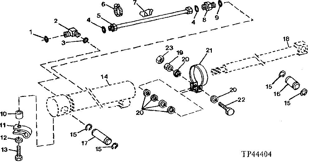 EXTENDIBLE DIPPERSTICK CYLINDER HYDRAULIC LINE, PINS, AND STOP