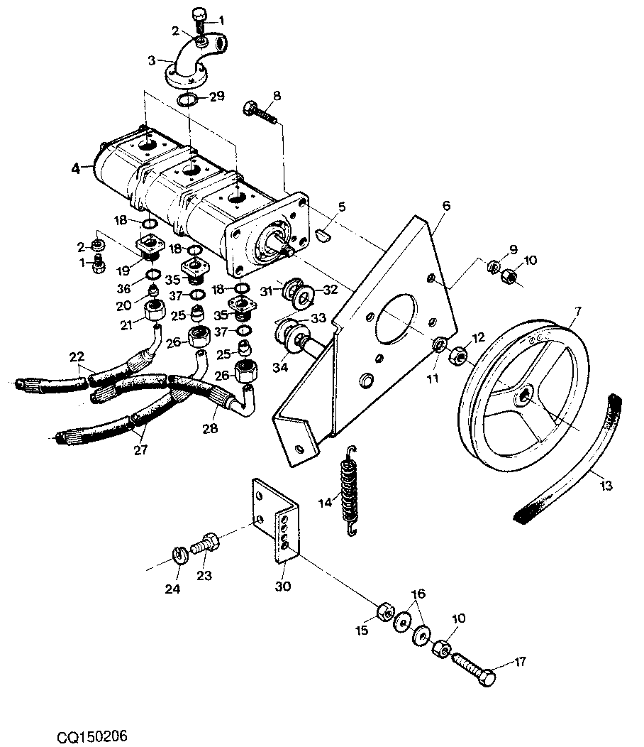 HYDRAULIC PUMP - SUPPORT AND BELT TENSIONER
