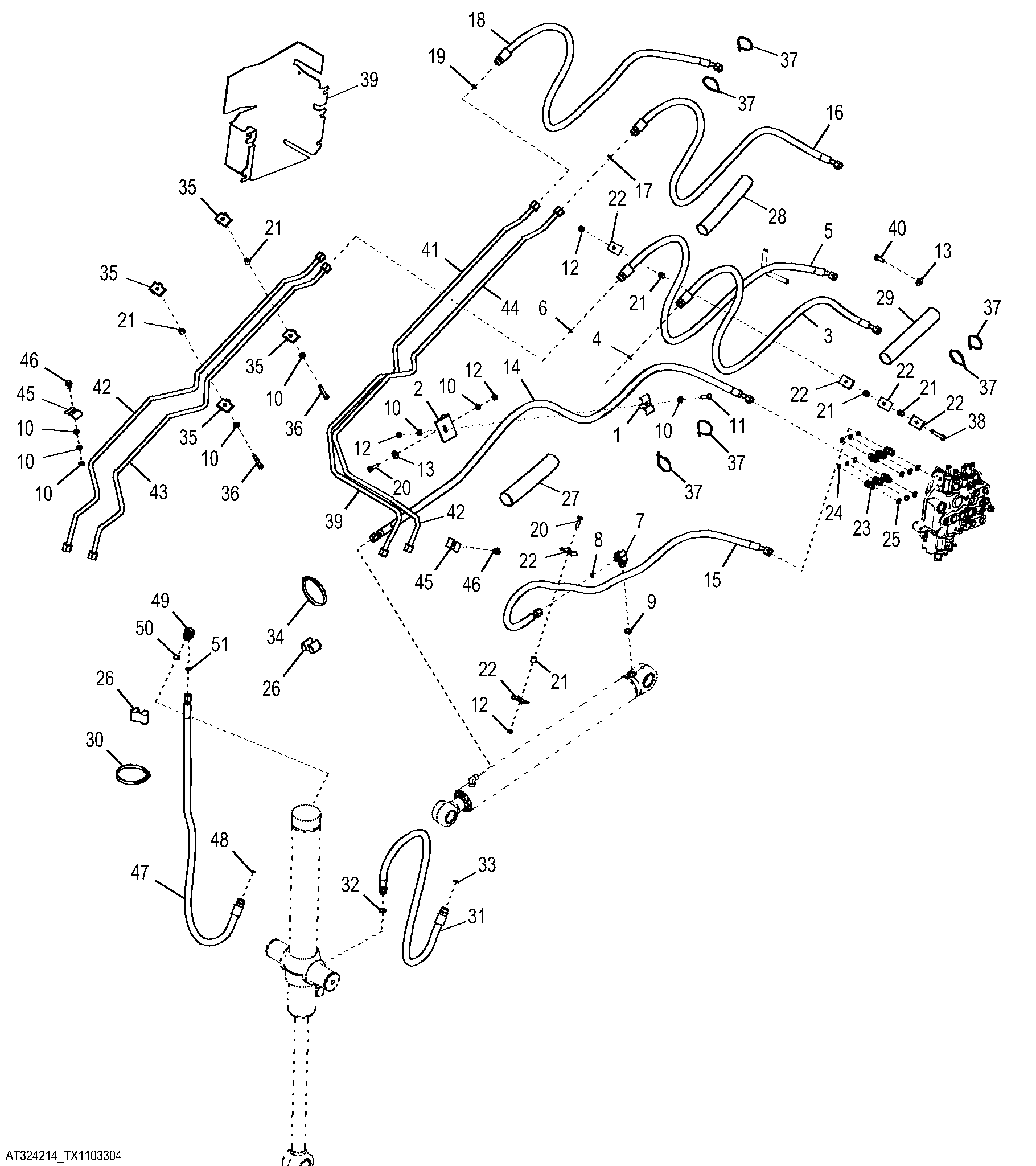 Loader Plumbing 3-Function, Right (204988 - )