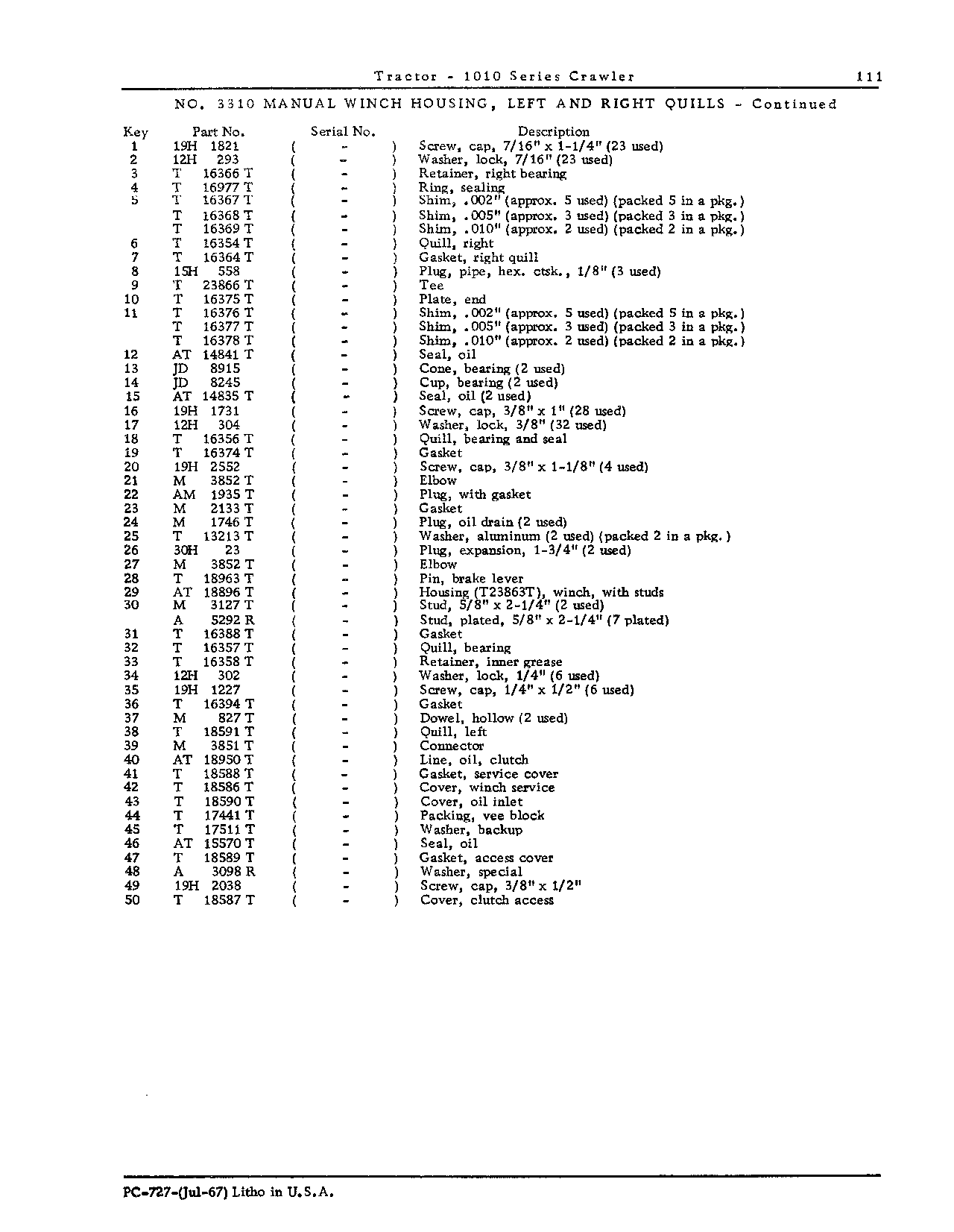 Brake rod, winch (Continued)