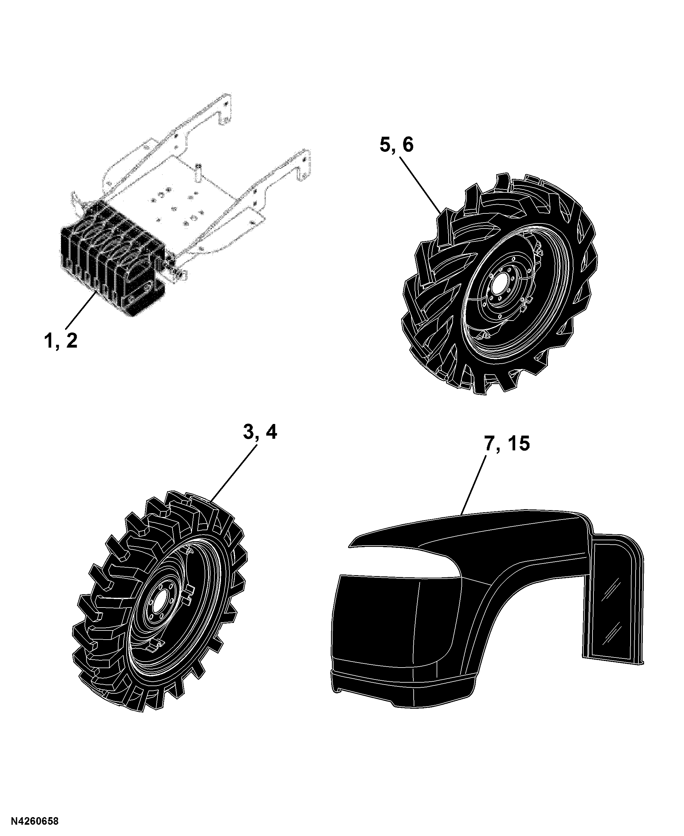 80 Wheels, Non-Powered Axles, Sheet metal JD484