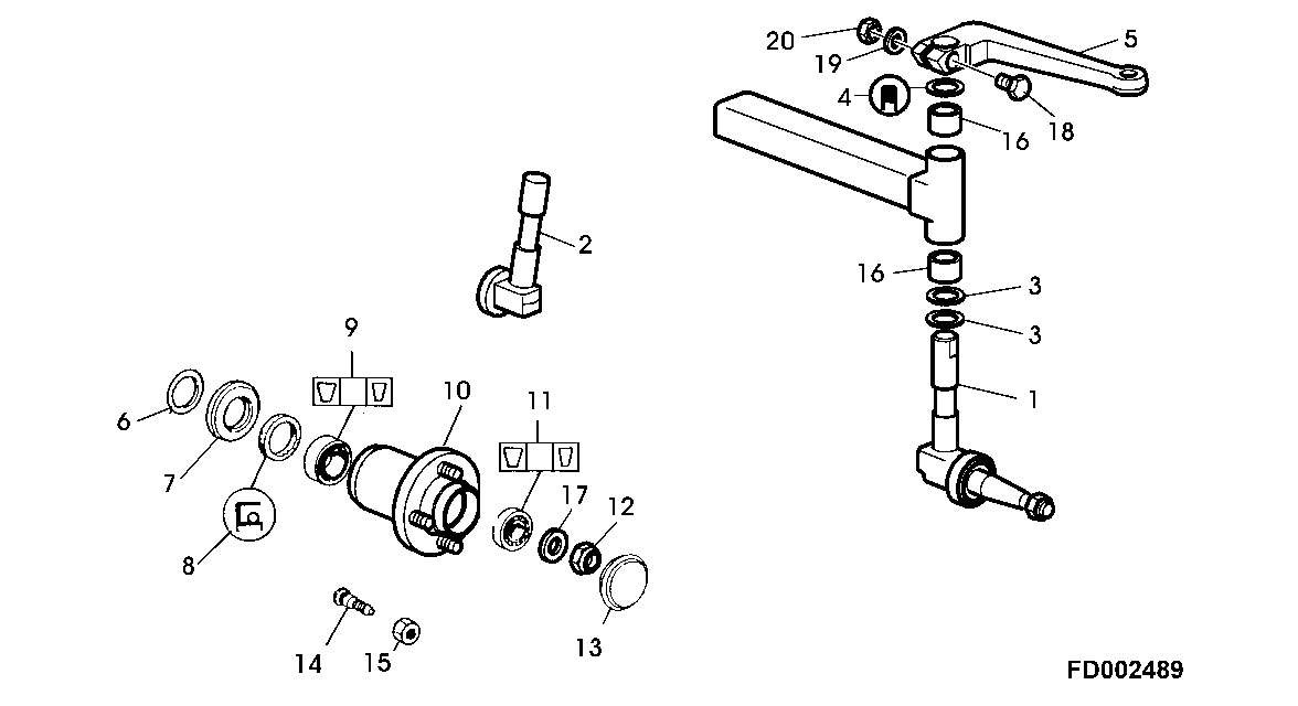FRONT AXLE KNUCKLES / WHEEL HUB, WITHOUT FRONT DRIVE