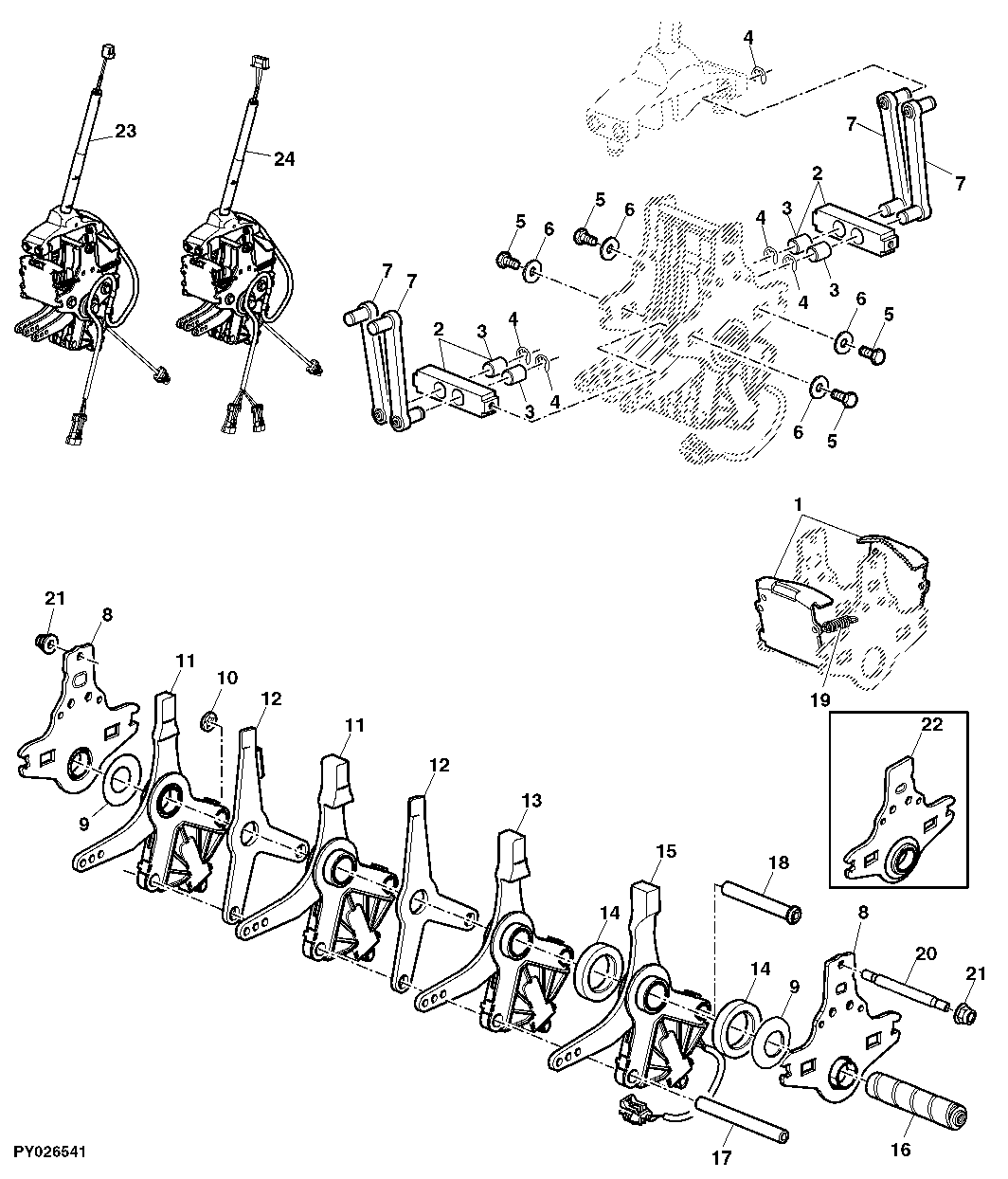 RANGE SHIFT COMPONENTS, 24-SPEED (POWRQUAD PLUS OR AUTOQUAD PLUS)