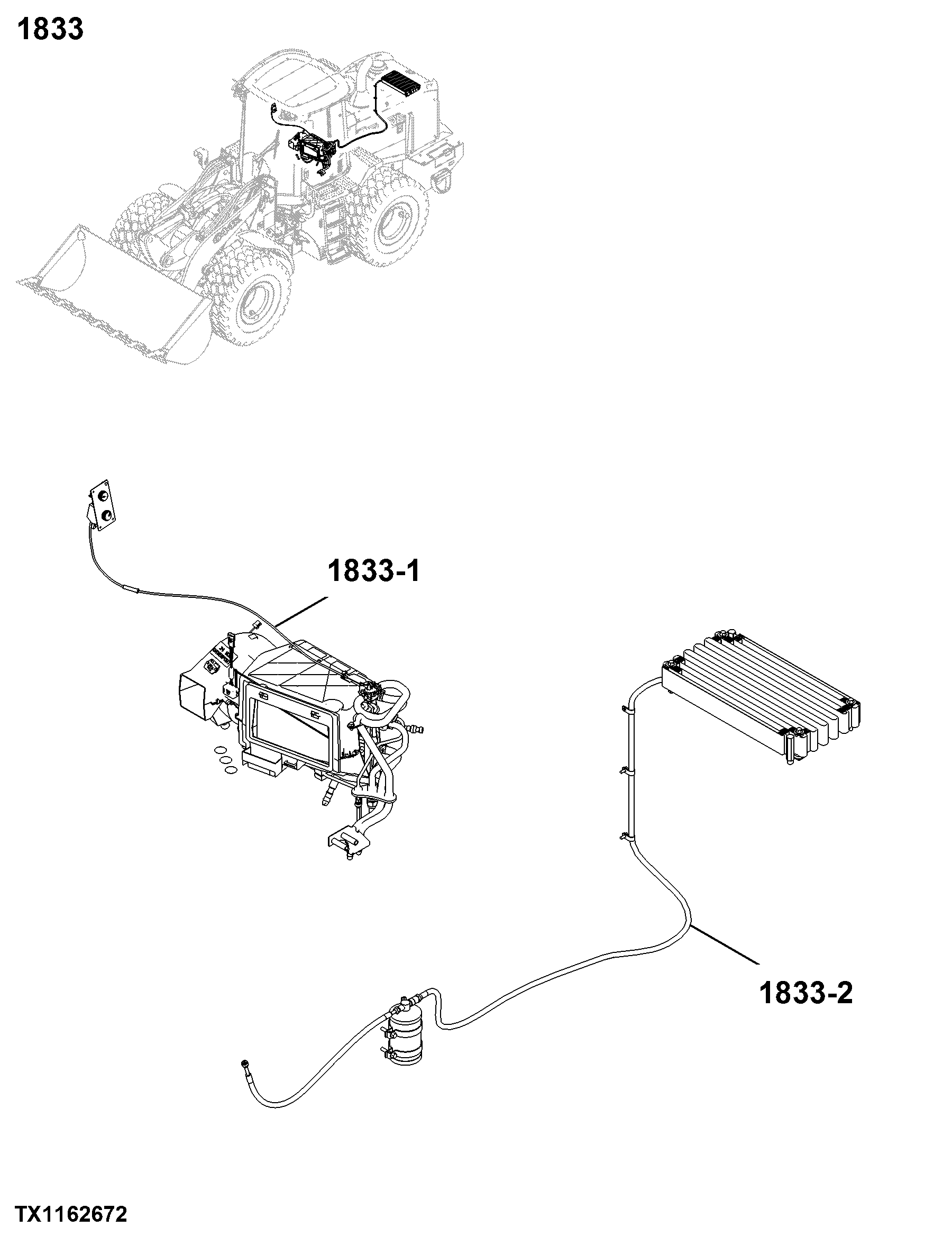 1833 Condenser, Evaporator & Lines