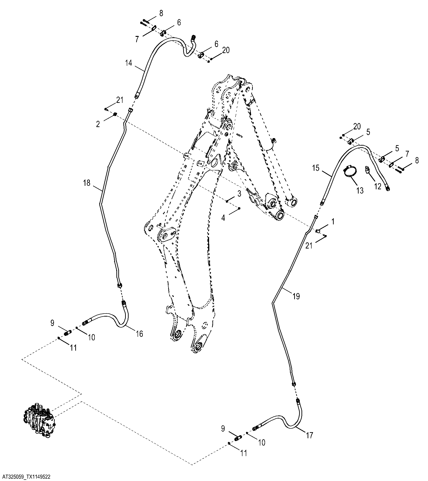 Bucket Cylinder Hydraulics, Standard Dipperstick (244920 - )