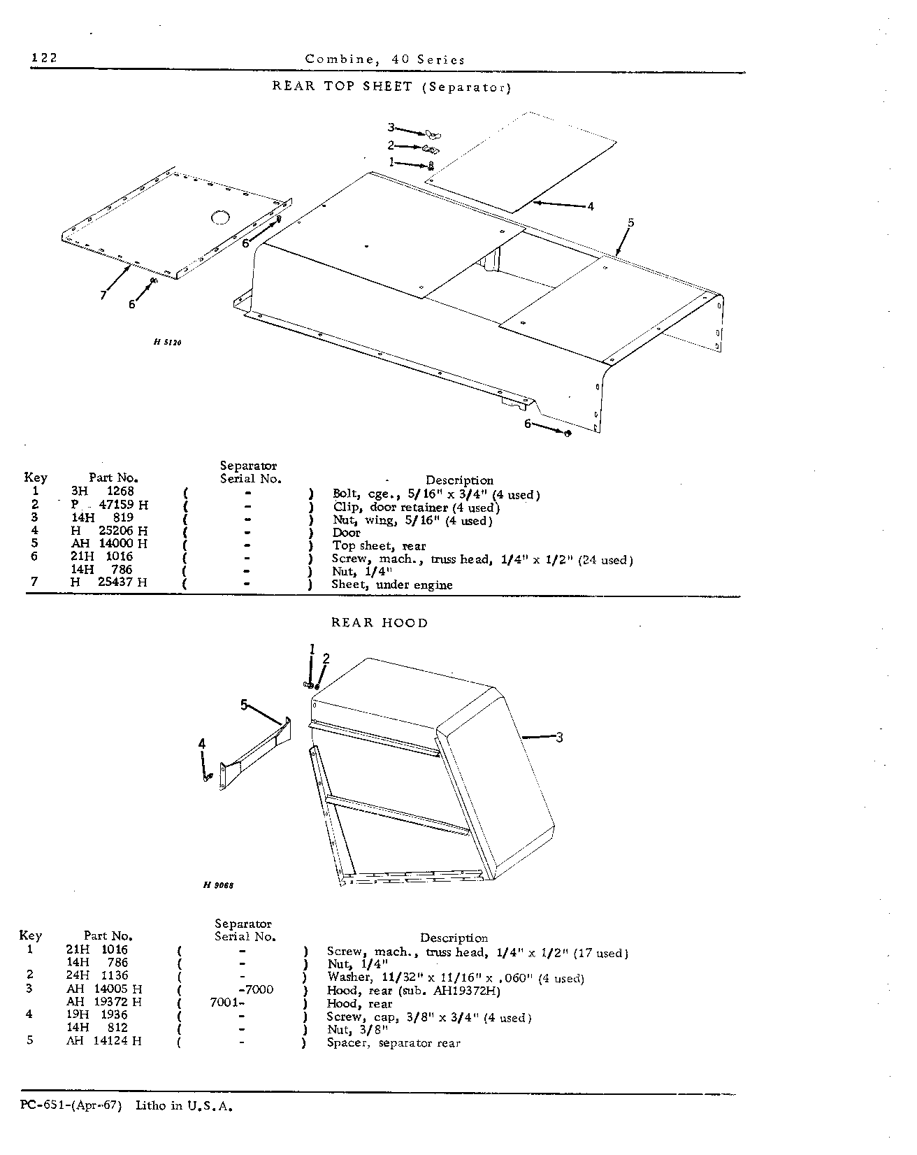 Seperator Frame Angles; Front, Side, and Top Sheets (Continued)