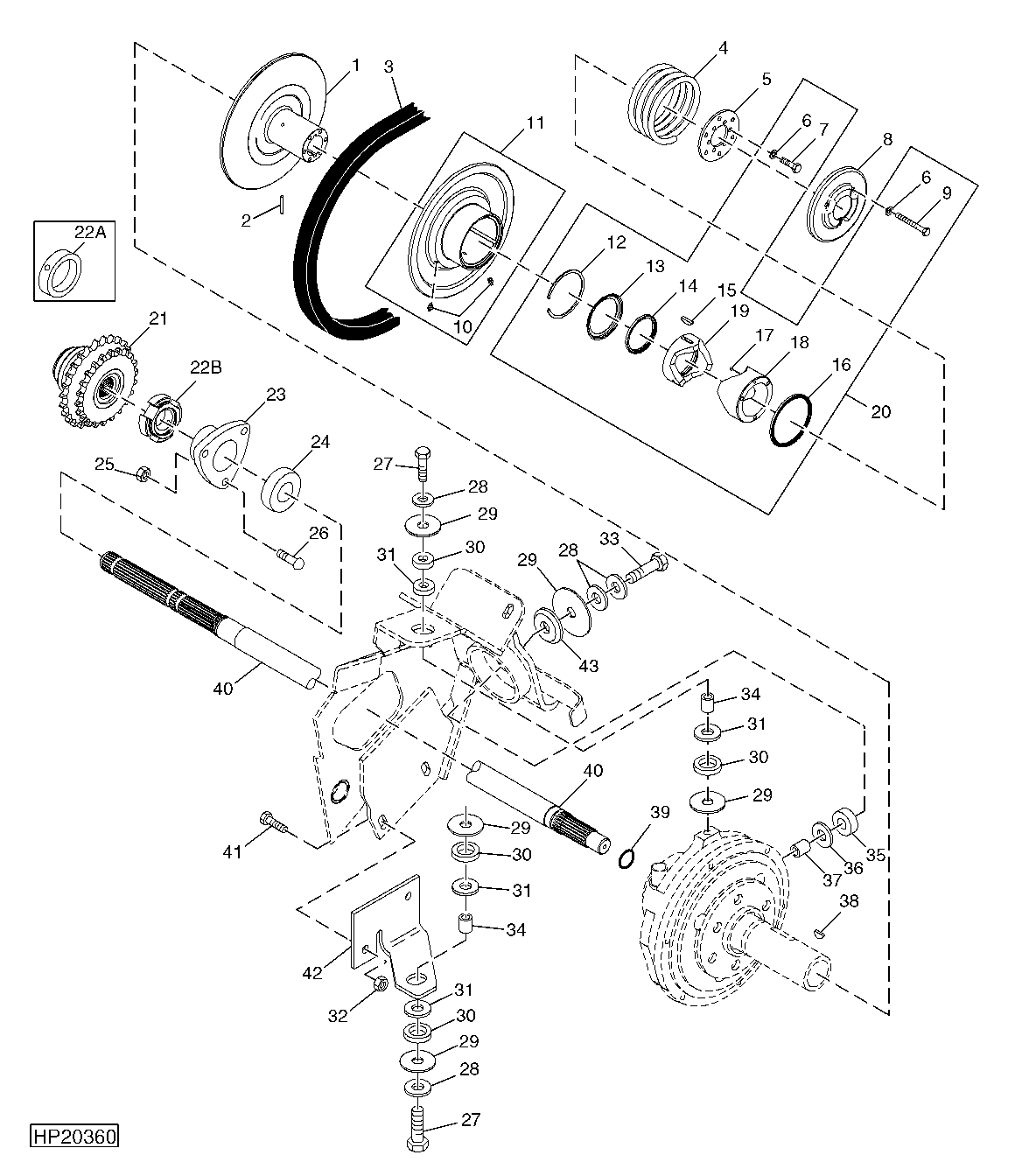 Front Drive Shaft, Sheave And Mountings (Variable Speed)