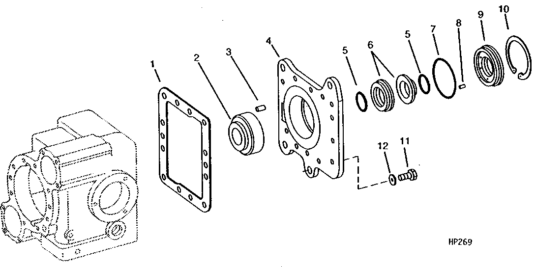 HYDROSTATIC DRIVE PUMP FRONT COVER, BEARING, AND SEAL ASSEMBLIES ( - 610400)